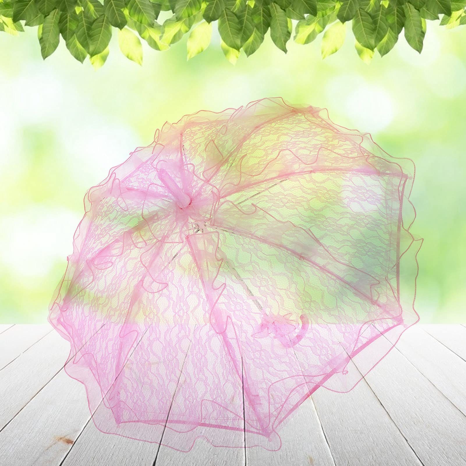Ejoyous Parasol ślubny Koronkowy Parasol z Koronki 22,2 X 22,2 Cala Składany, Ręcznie Mocowany żebra Dekoracyjny Rekwizyt do Zdjęcia dla Fotografii Weselnej Panny Młodej