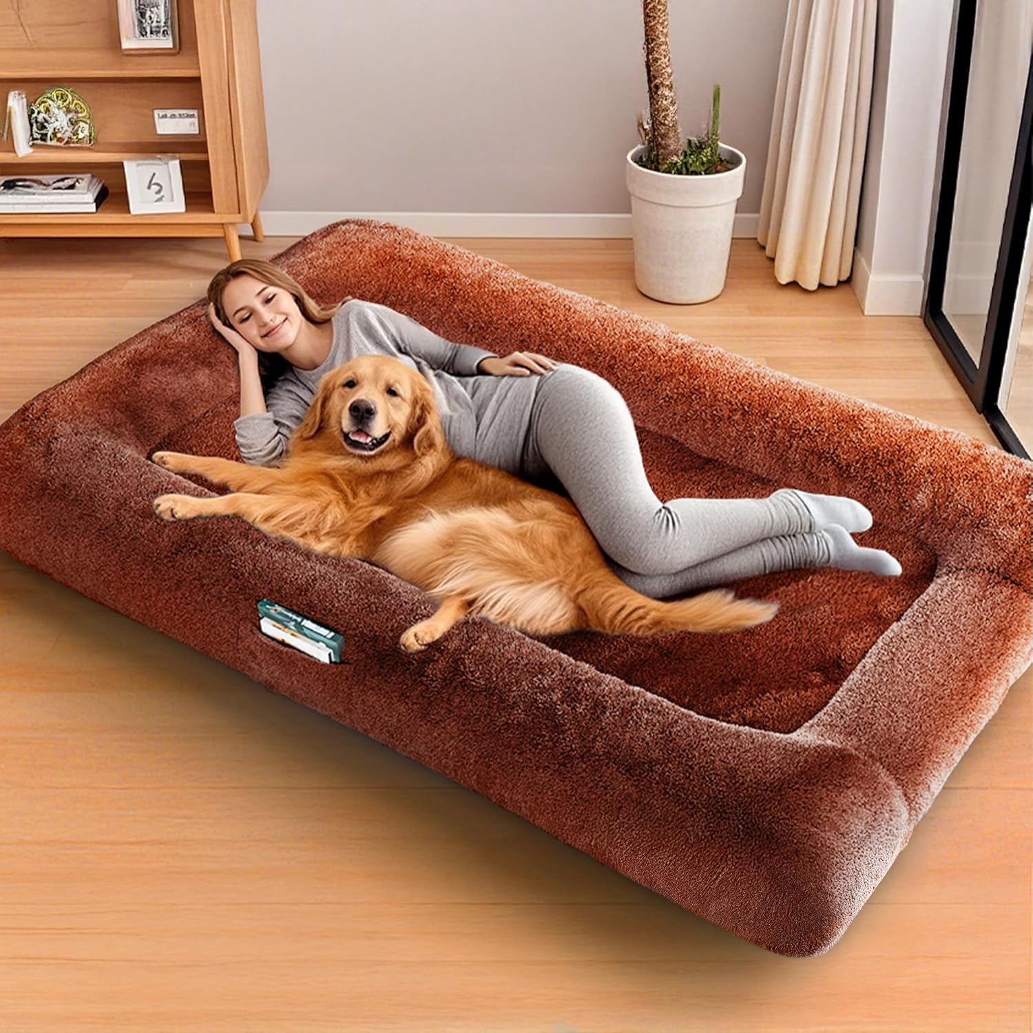 YEFU Human Dog Bed for Adult : Dog Bed Large Size for Human People Pet Kids - Human Sized Dogs beds 79"x45"x12" - Dogs Humans Beds Comfortable Foam Washable for Sleep Nap in Bedroom Light Grey