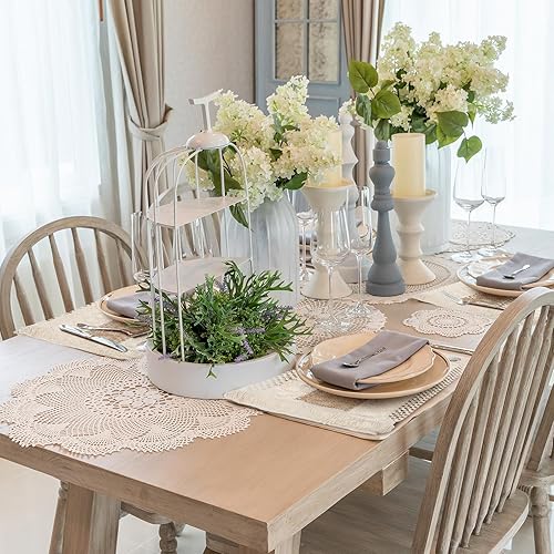 Miniatura 6 de Bencailor 8 juegos de manteles individuales bohemios de 12 x 20 pulgadas, manteles individuales de algodón tejido de macramé, manteles individuales