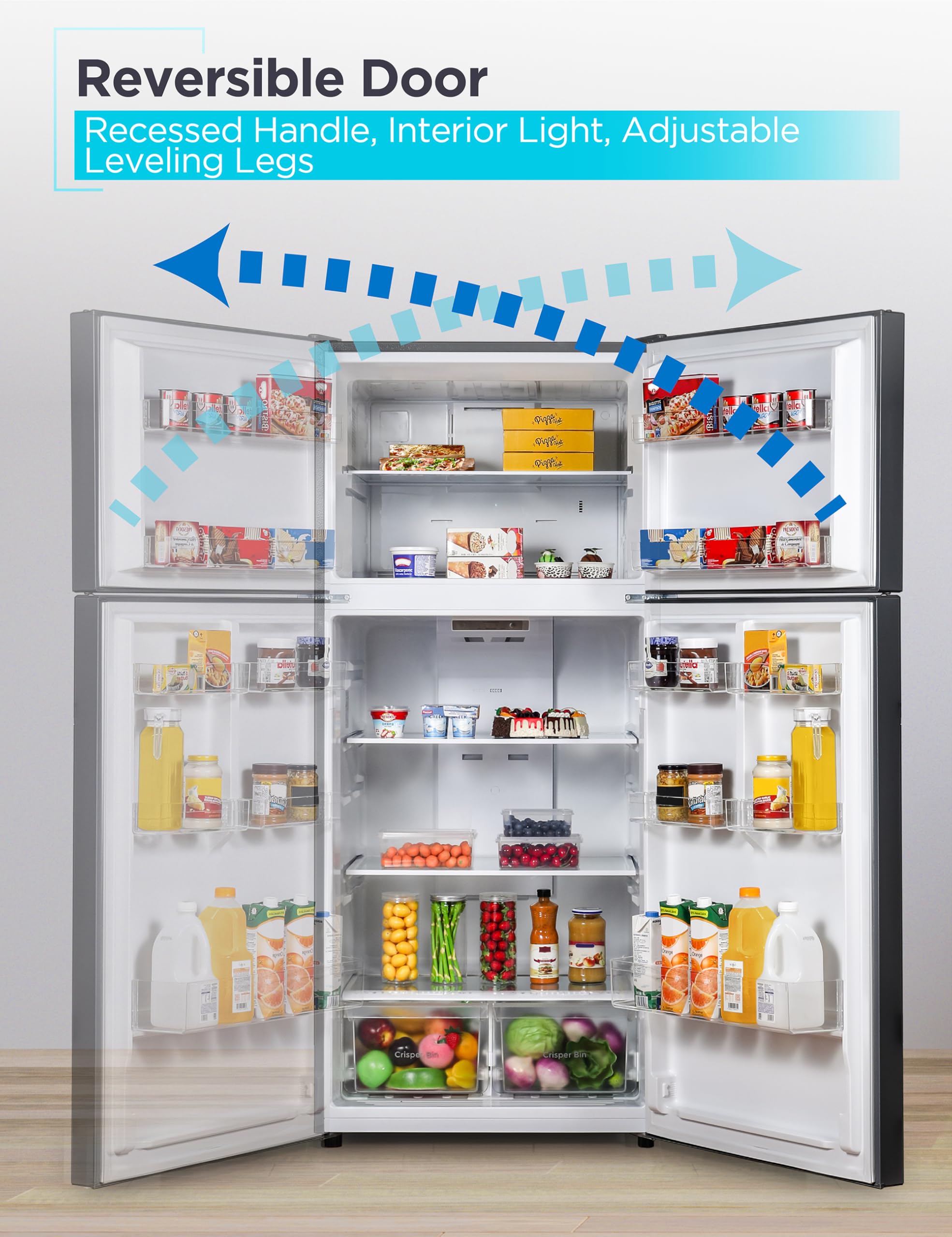 Black+Decker 18.1 Cu. Ft. Top Mount Refrigerator With Freezer, 2 Door Refrigerator With Top Freezer And Adjustable Temperature Control, Full Size Fridge, Energy Star Certified, Br1810hb, Black on Fridge.com - View 6