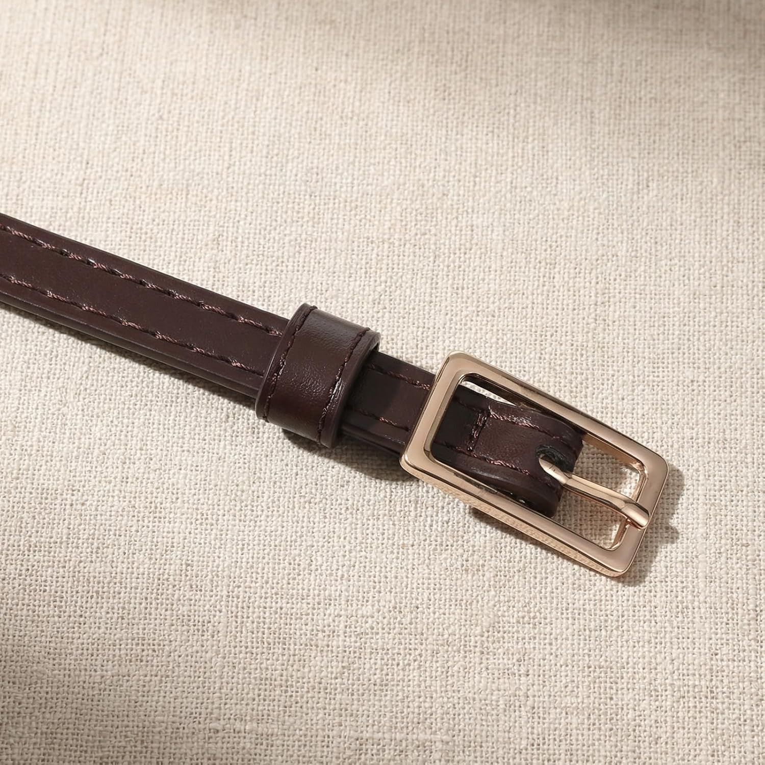 Women's Skinny PU Leather Belt with Zinc Alloy Buckle, Adjustable Thin Waist Belt for Dresses and Jeans