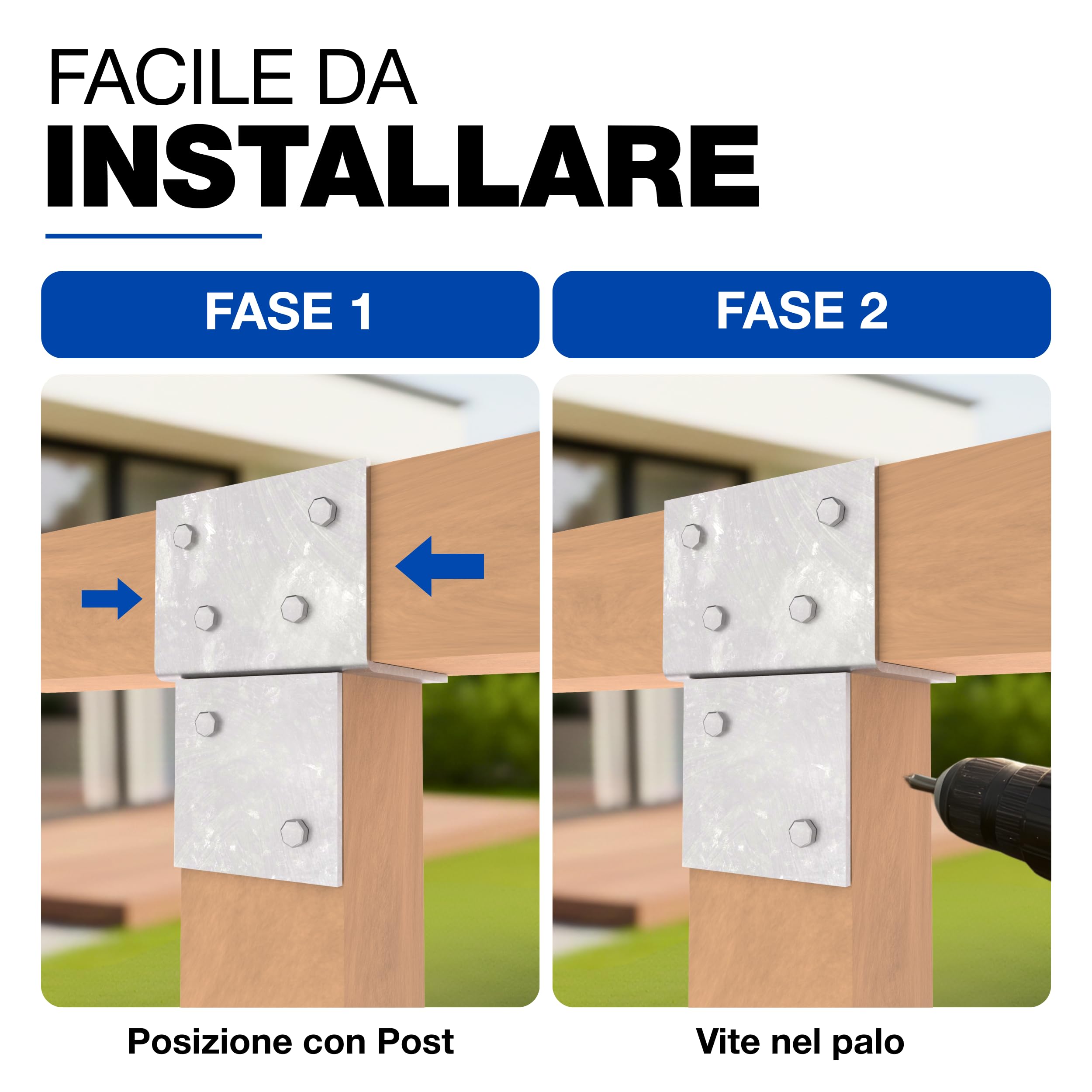 GeZu Impex Connettore a T Legno 91x91mm Zincato a Caldo Staffa di Connessione a T per Muro e Palo per Strutture in Legno
