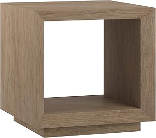 Henn&Hart 22" Modern Square Wooden End Table, Side Table, Nightstand with Open Display Shelf for Living Room, Office, Family Room, or Bedroom, Antiqued Gray Oak