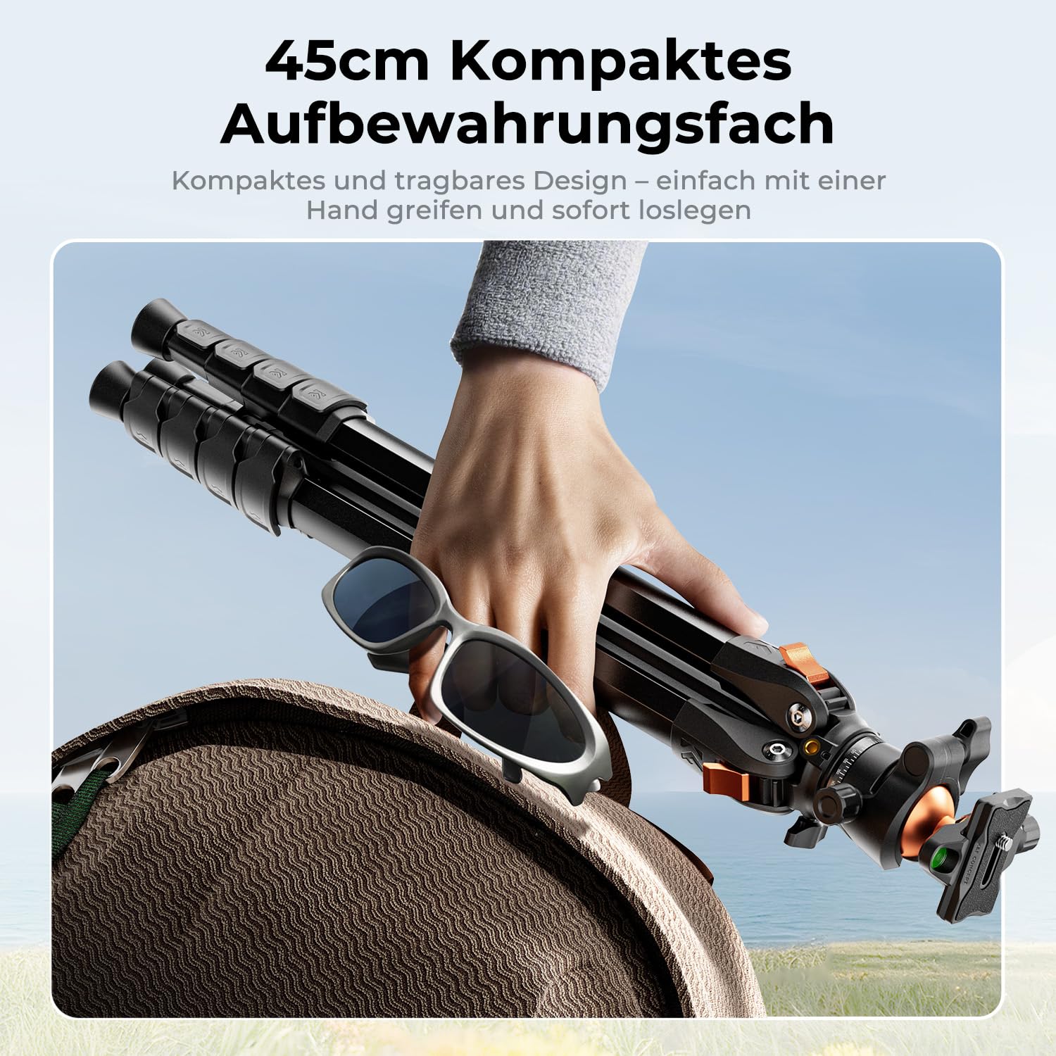 K&F CONCEPT Kamera Stativ Handy Stativ,187cm Kamerastativ, Tripod für Smartphone mit Handy Tablet Halterung, Aluminium Reisestativ A305A1+BH-40