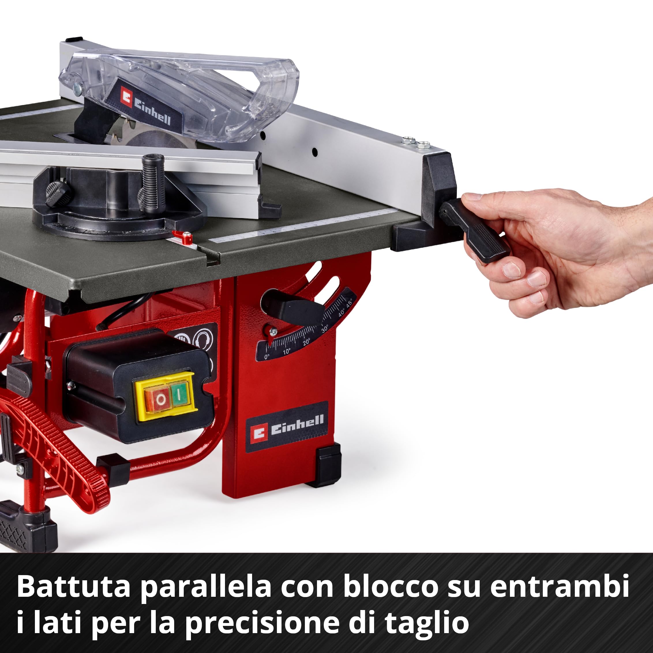 Sega circolare da banco Einhell TC-TS 8 I (800 Watt, altezza di taglio 45 mm, lama Ø 200 mm, guida angolare, battuta parallela, attacco di aspirazione, incl. lama HW/TCT)