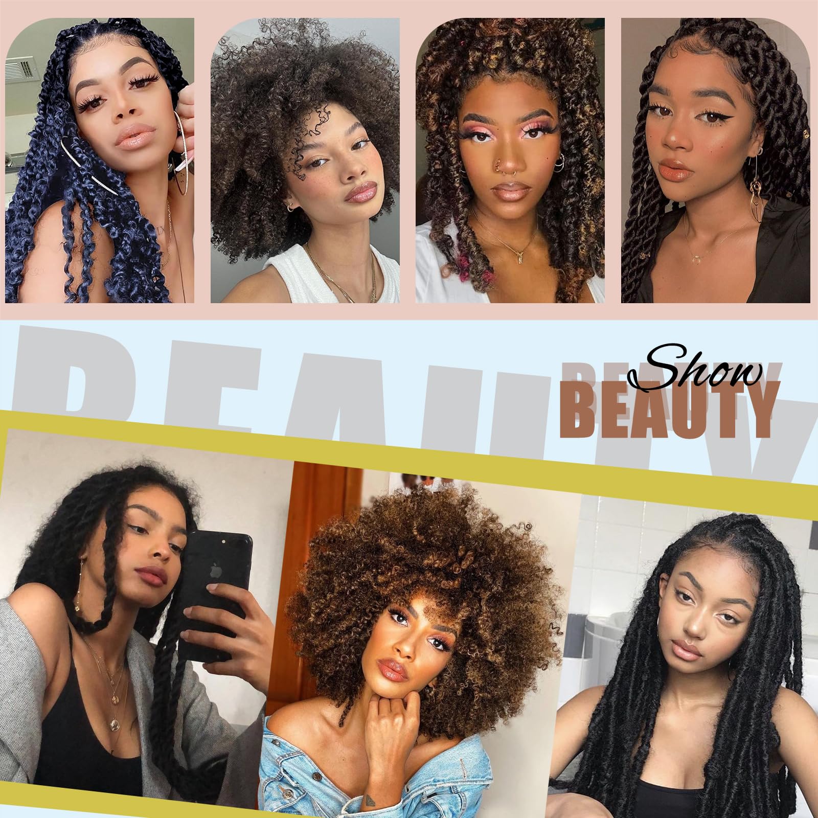 LPARMJIT Sprężyste Afro Kinky Twist Warkocze do tkania włosów Pre-Fluffed Afro Twist Przedłużenia włosów (30#, 25 cm (opakowanie 8))