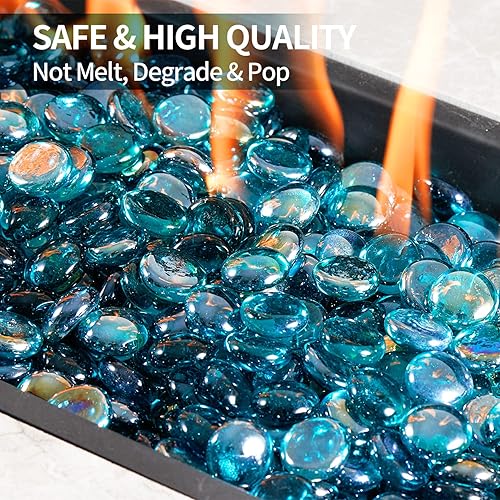 Miniatura 3 de Apromise Vidrio de fuego para hoguera  Cuentas de vidrio para hoguera de 34 pulgadas  Vidrio brillante para fogata de propanogas y chimenea  Canicas