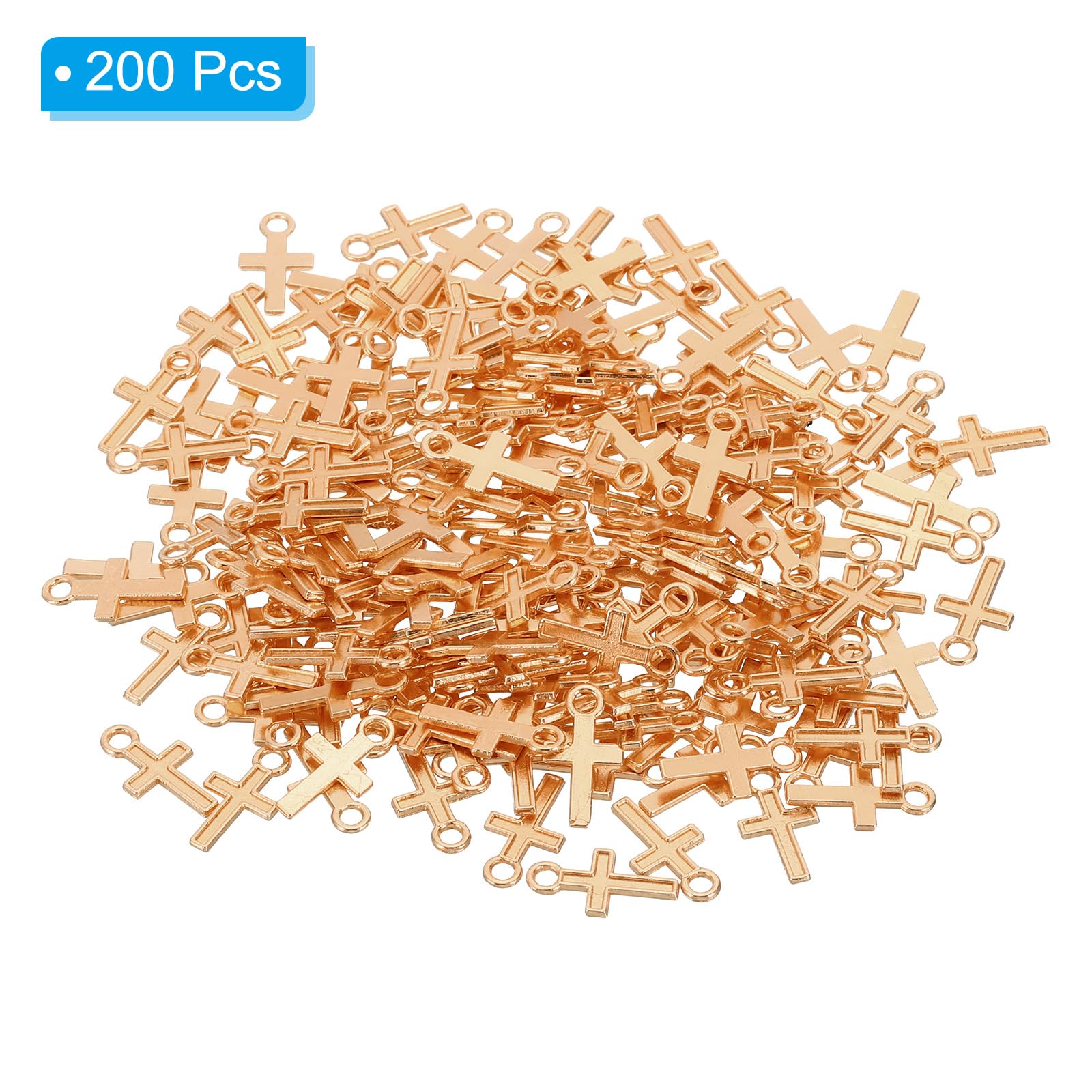 PATIKIL Cross Charm, 200 Pcs Cross Pendants Bulk Mini Cross Charm Pendants Alloy for Making s s Crafts DIY Dark Gold - Image 3