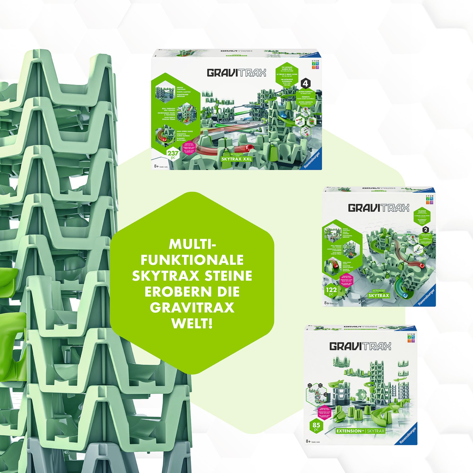 Ravensburger GraviTrax Action-Set XXL Skytrax, Innovatives Kugelbahnsystem Funktionen, Murmelbahn & Konstruktionsspielzeug ab 8 Jahren, kombinierbar mit Allen GraviTrax Produkten