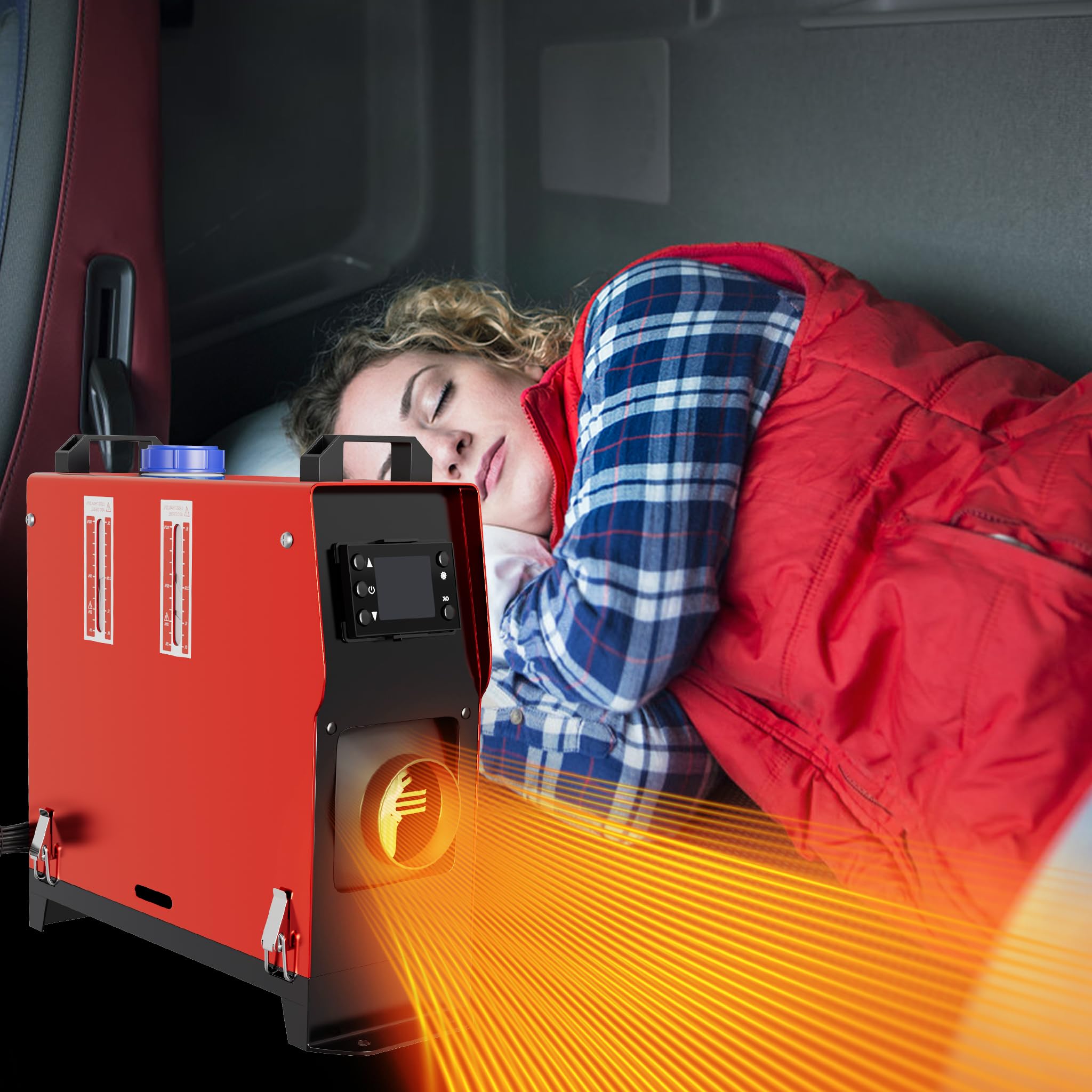 Aufun 8KW Calentador de Aire Diésel, 12 V Calefacción Estacionaria Diésel con Control Remoto, Interruptor LCD para automóvil RV Barco Camión Autocaravana Autobús (Rojo)