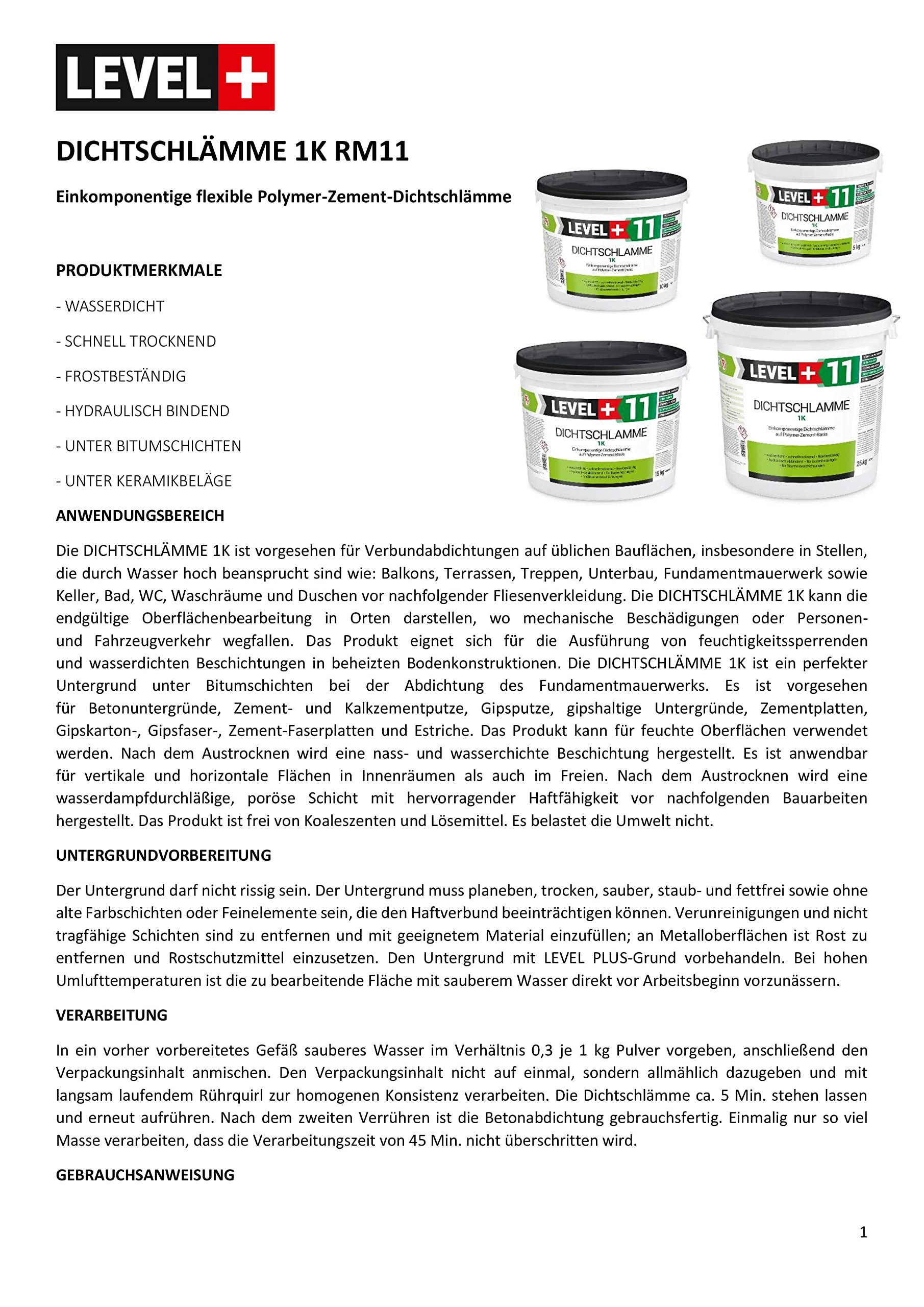 15 kg - Borne d'étanchéité 1 K - Pour cloison sèche, balcon, terrasse, joints RM11
