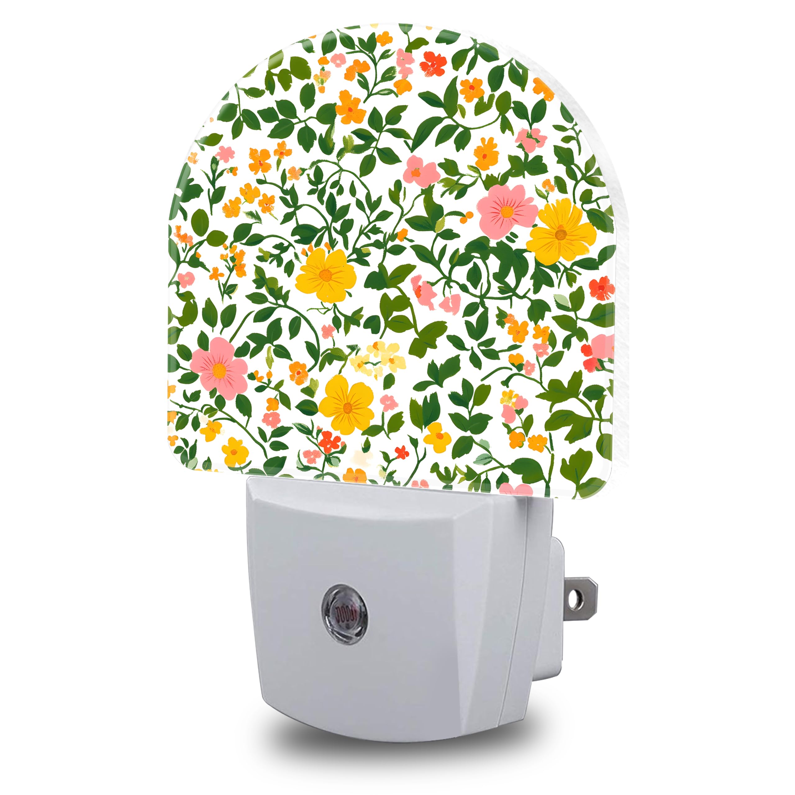 Night Light, Spring Flowers Night Lights Plug into Wall Dusk to Dawn Sensor Round Nightlight for Women Men Energy Efficient Led Lamp 0.5W for Stairway Hallway Bedroom