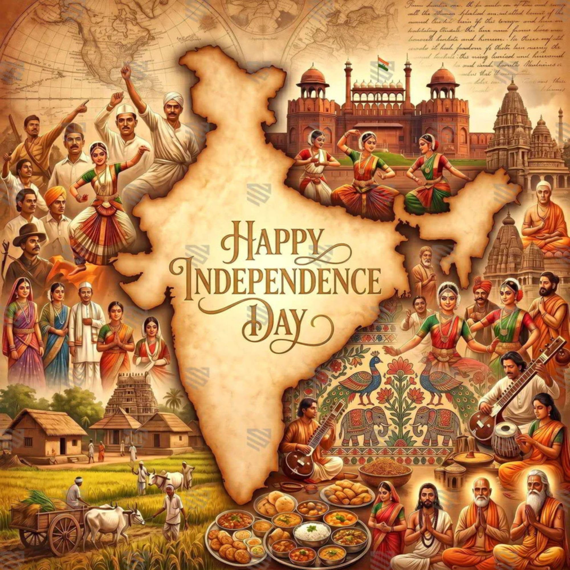Ek Bharat Darshan Heritage Photography Backdrop 5 x 5 Ft | Independence Day Theme Photo Booth Background for School, Office, Stage Decoration, Cultural Events & Studio Photography-image-12