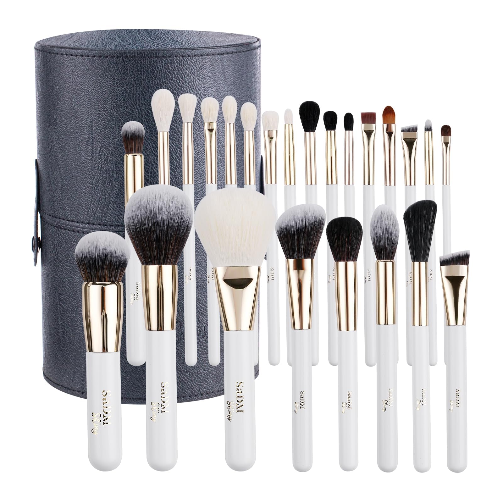 Set pennelli trucco professionali 24 pezzi con custodia – Pennelli make up viso e occhi per fondotinta, cipria, correttore, fard, ombretto, contour
