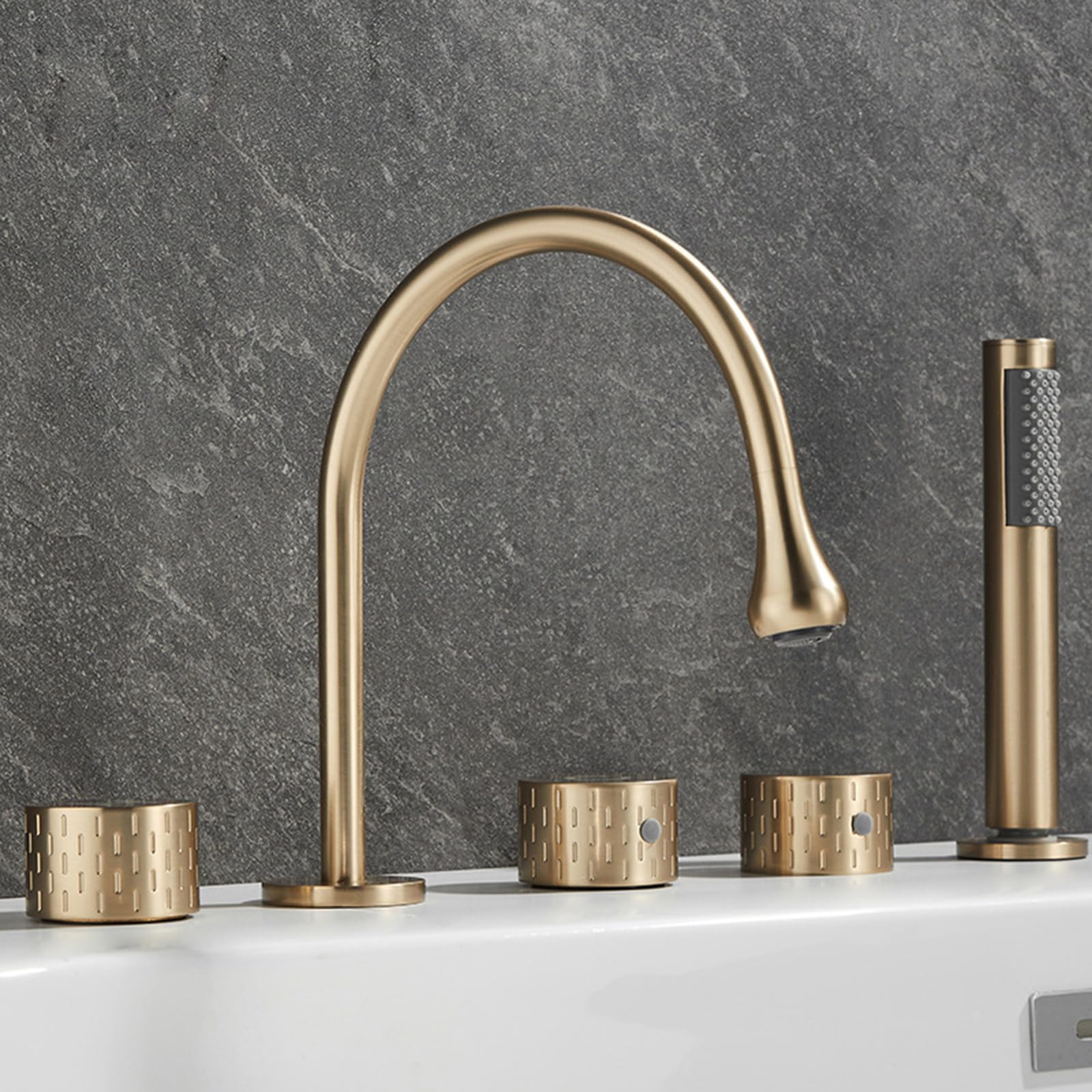Mitigeur de douche 5 trous robinet de baignoire chrome et noir moderne