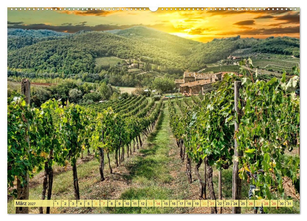 CALVENDO - Bühne frei für die Toskana (Wandkalender 2027 DIN A2 quer), Monatskalender: Malerische, sanfte Hügellandschaft mit Weinbaugebieten, Kulturstätten, Kunstschätzen, bedeutenden Städten und kul