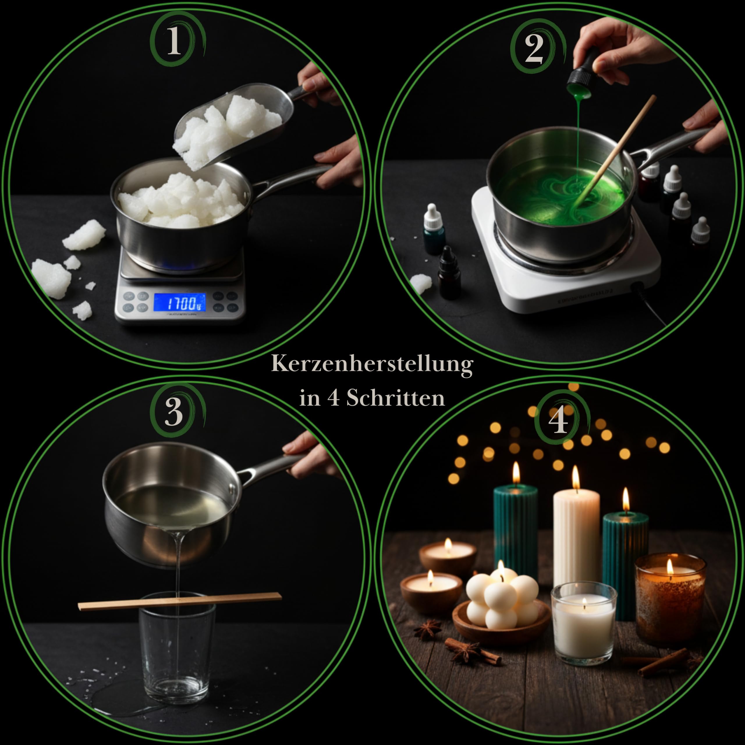 Sojawachs 3kg – Premium Kerzenwachs zum Gießen - DIY Kerzen selber machen - Natürlich, Vegan Öko & Nachhaltig - Ideal für Duftkerzen, Kerzenherstellung, pastillen, Soy Candle Wax