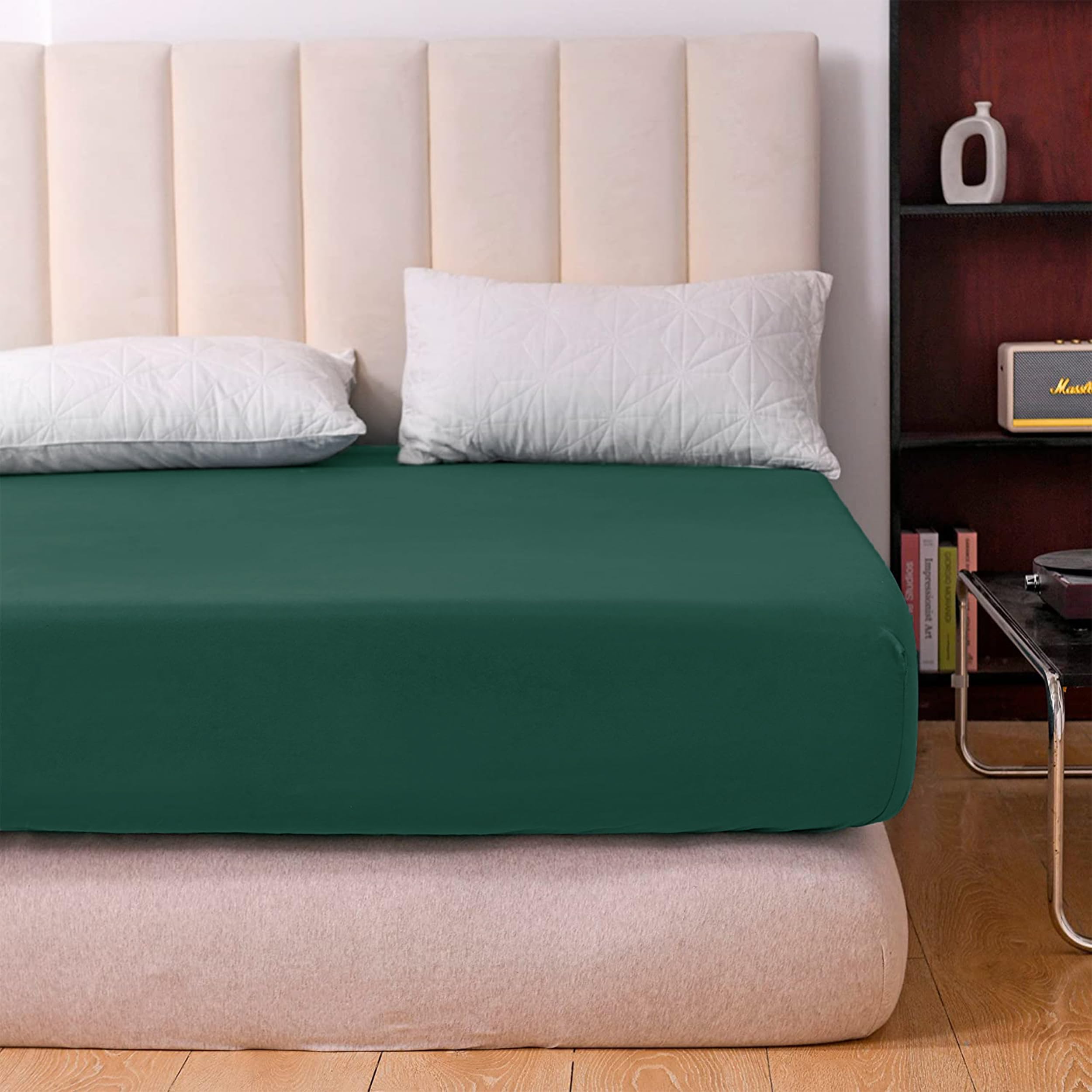 Hafaa Super King Bed Sheet Bedding 40 Cm Extra Deep Fitted Sheets Emerald Soft Brushed Microfiber Fabric Elastic Corners Breathable Shrinkage Fade-Resistant Bedsheets - Image 2