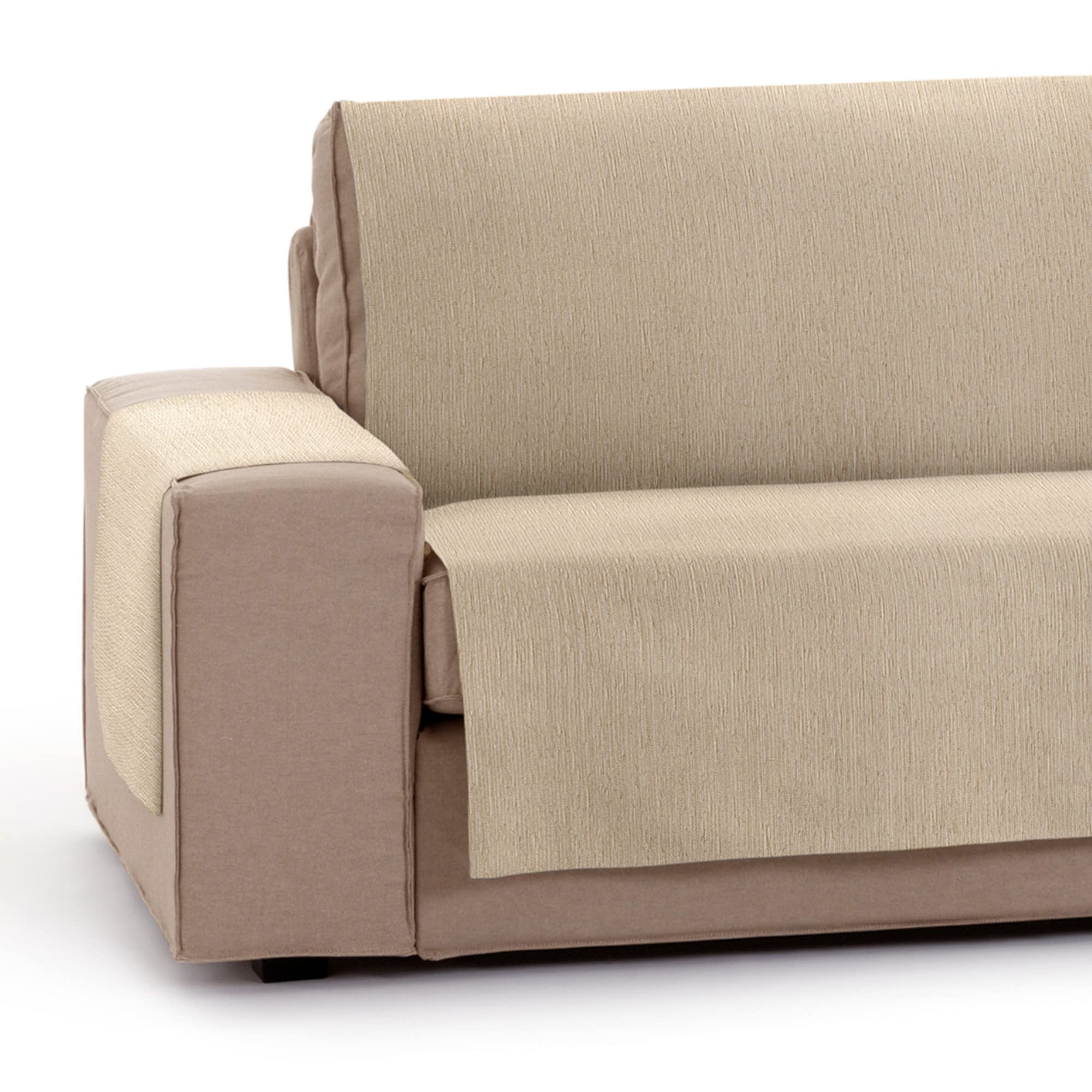 Vipalia Funda Cubre Sofa Liso. CubreSofas 4 Plazas para Invierno Verano. Funda Sofa Antimanchas Chenilla. Goma Trasera. Color Beige. Cubre Sofa 4 Plazas (190 cm). para Sofas de 190 a 220 cm