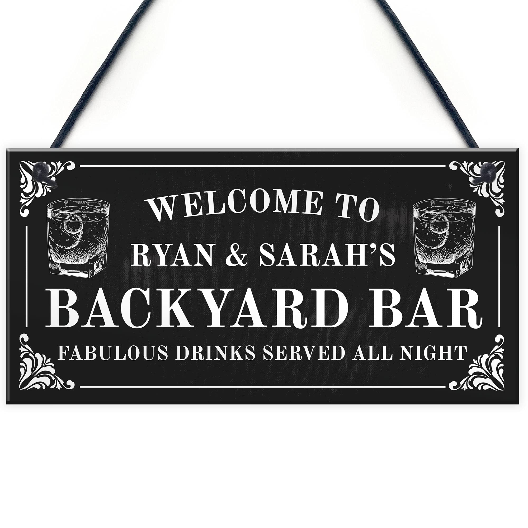 Personalised Backyard Bar Sign Shabby Chic Bar Pub Plaque Home Gift Alcohol Gift