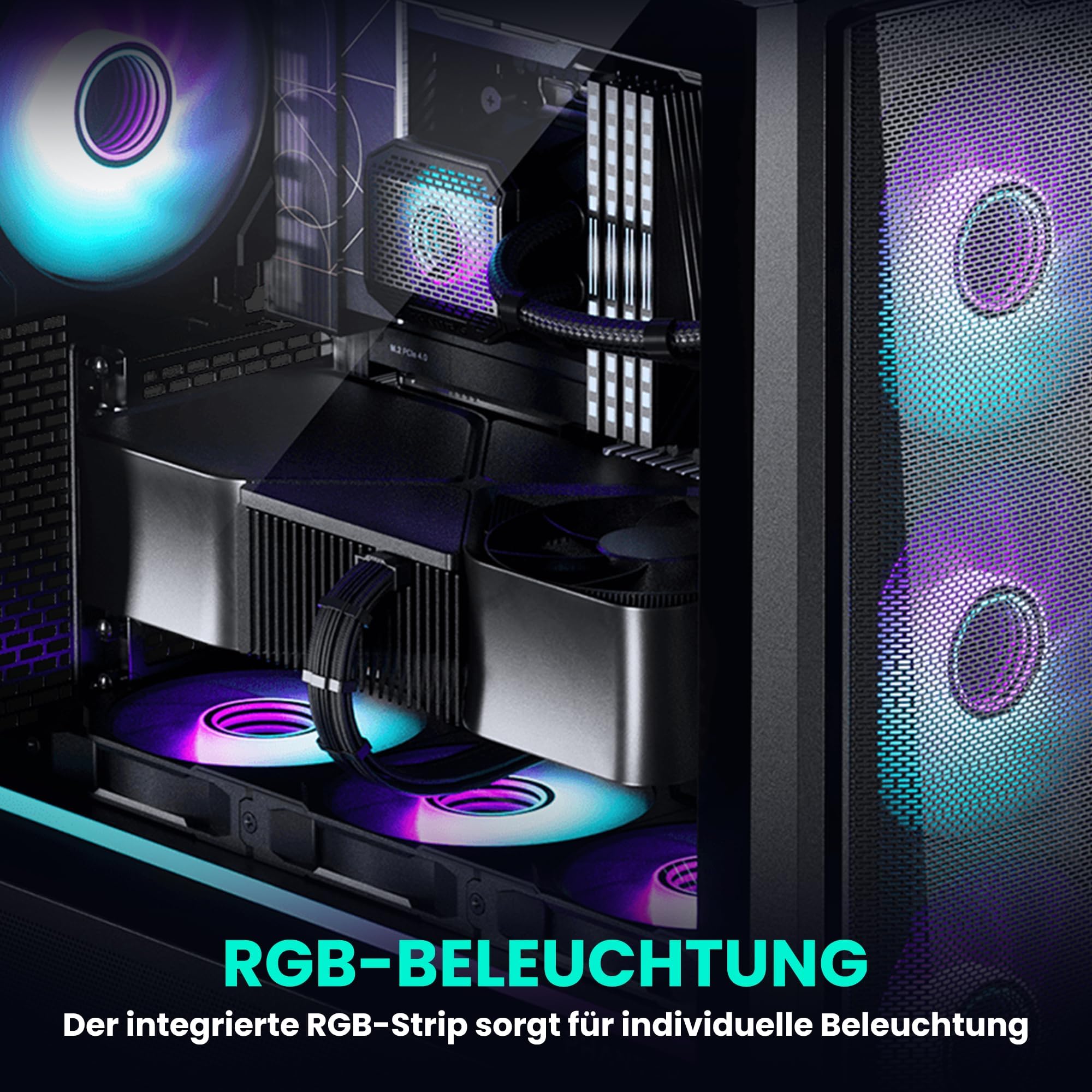 Phanteks Eclipse G400A, Case da Gaming Mid-Tower, 4 Ventole M25-140 Gen2 Incluse, Mesh ad Alto Flusso D'Aria, Finestra in Vetro Temprato, USB-C 3.2 Gen2, Nero