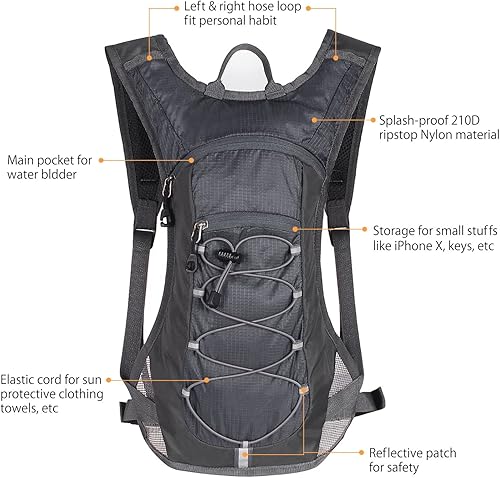 Vista 2 de Unigear Mochila de hidratación con vejiga de agua de 70 oz 2L para correr, senderismo, ciclismo, escalada, campamento, ciclismo Gris