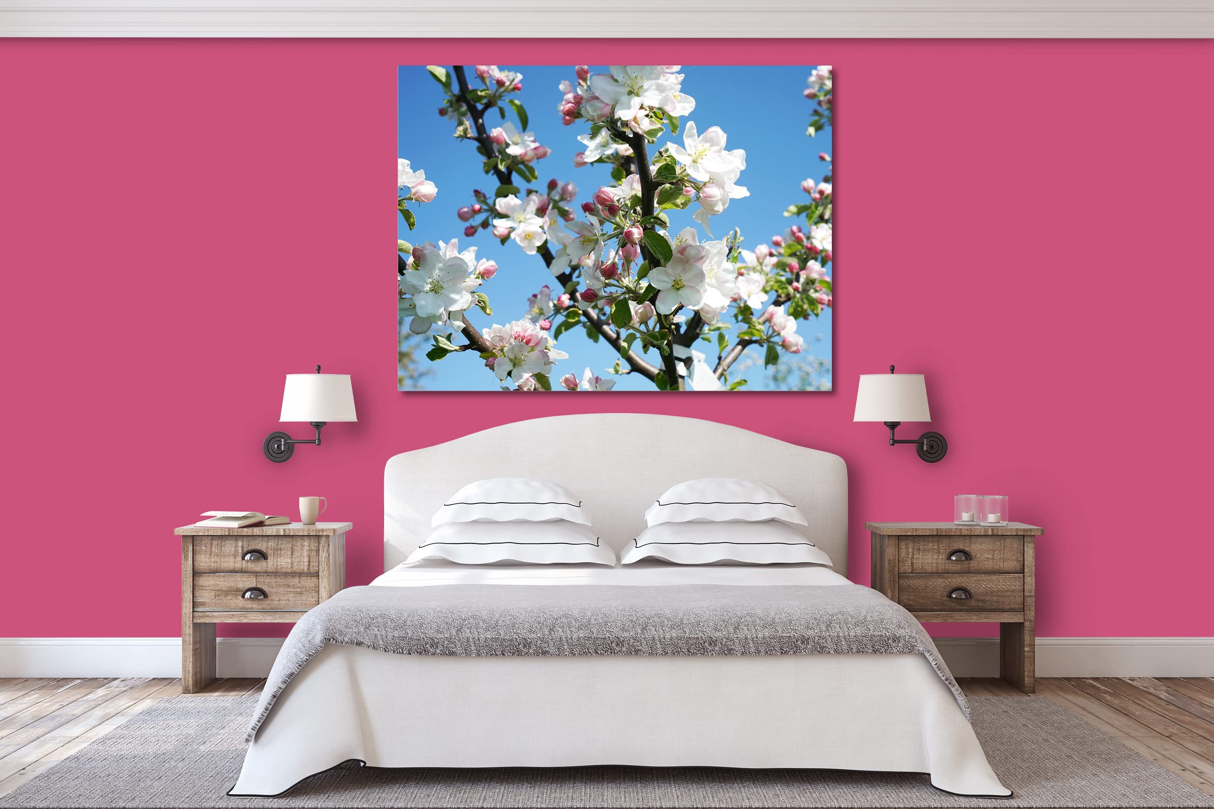 Glücksvilla - Fioritura dei meli (tela 2 cm, 60 x 40 cm) | varie misure - quadro murale orizzontale - giardino fiori fioritura pianta natura botanica albero ramo ciliegia