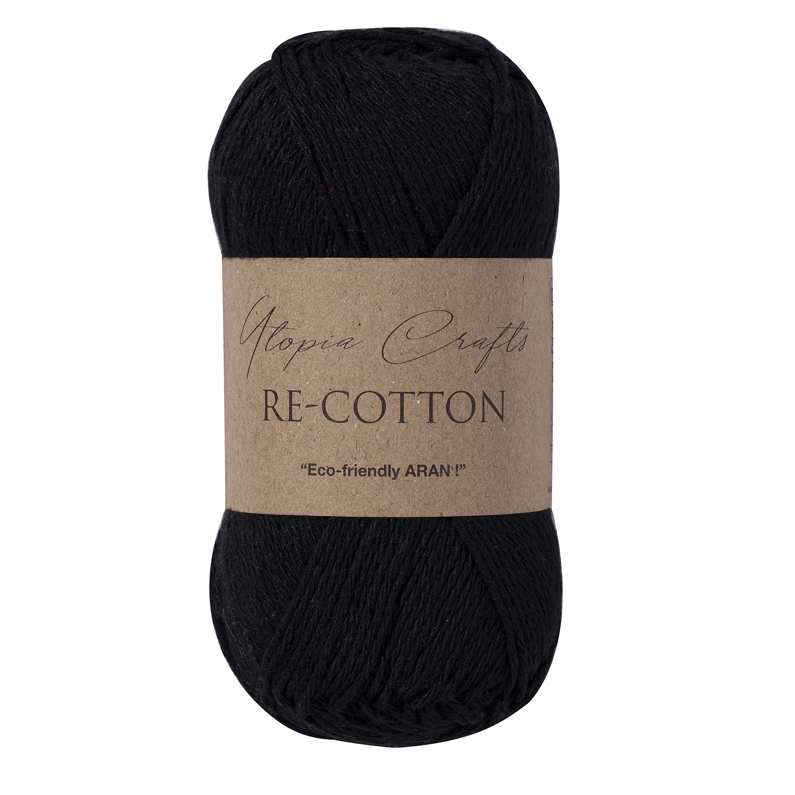 Utopia Crafts Re-Cotton Knitting Yarn, 100g (Black), 5060967569403