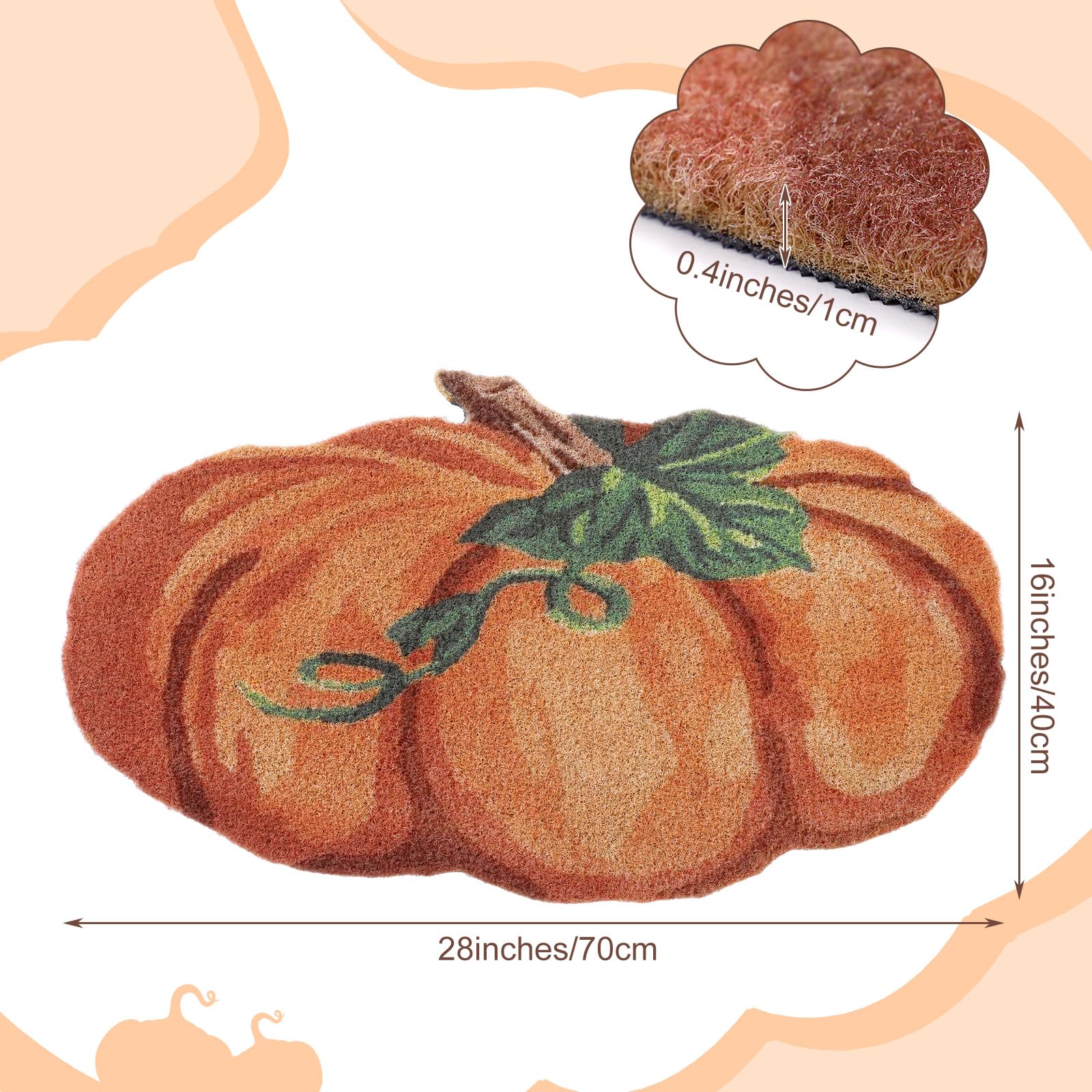 WILLBOND Paillasson d'automne en fibre de coco motif citrouille 40,6 x 71,1 cm, antidérapant, réutilisable, robuste, pour entrée d'entrée, salle de bain, porche, décoration d'automne de Thanksgiving