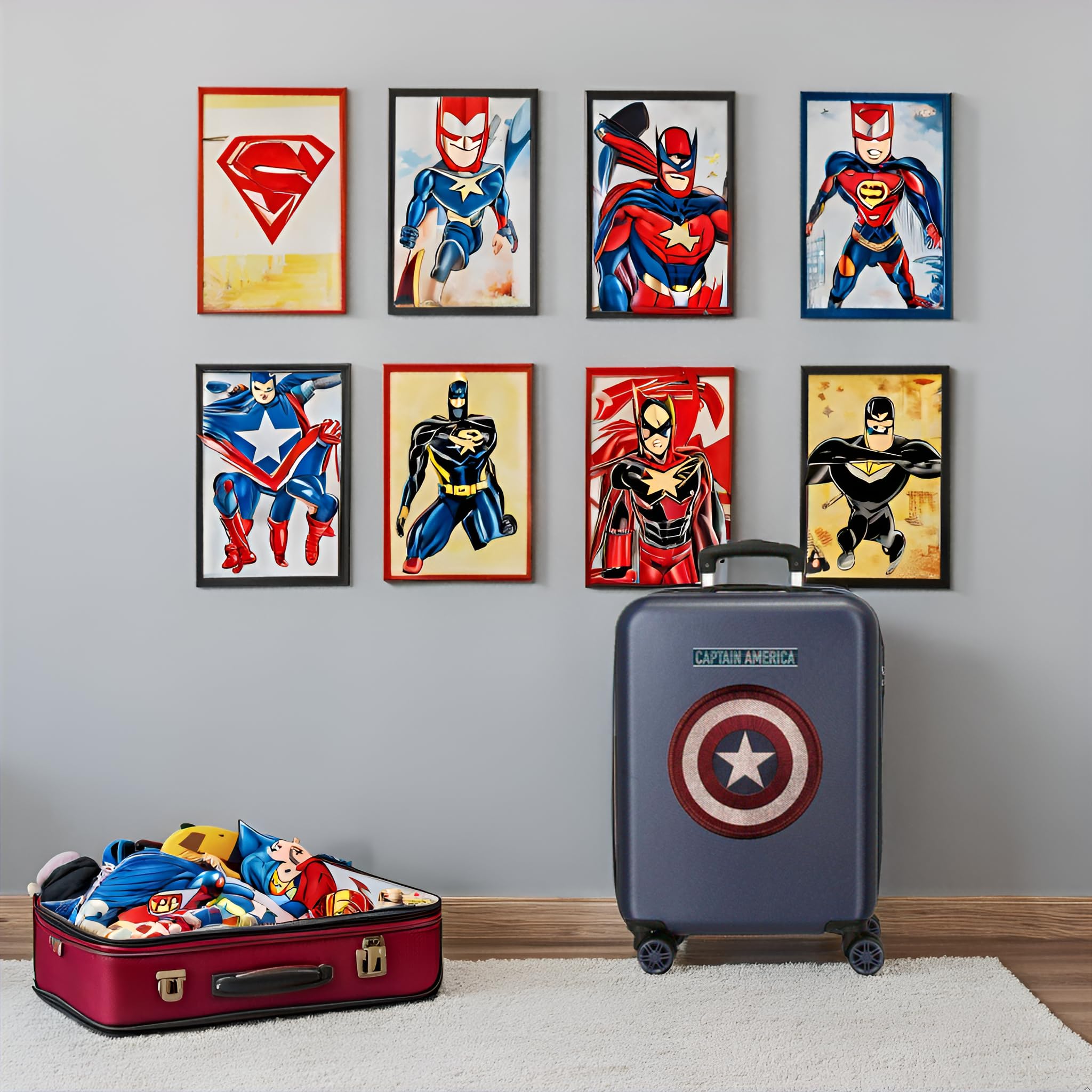 Marvel Avengers Captain America niebieska walizka kabinowa 38 x 55 x 20 cm, sztywny zamek szyfrowy ABS, 34 l, 2,6 kg, 4 podwójne kółka bagaż podręczny, Niebieski, 38x55x20 cms, Walizka