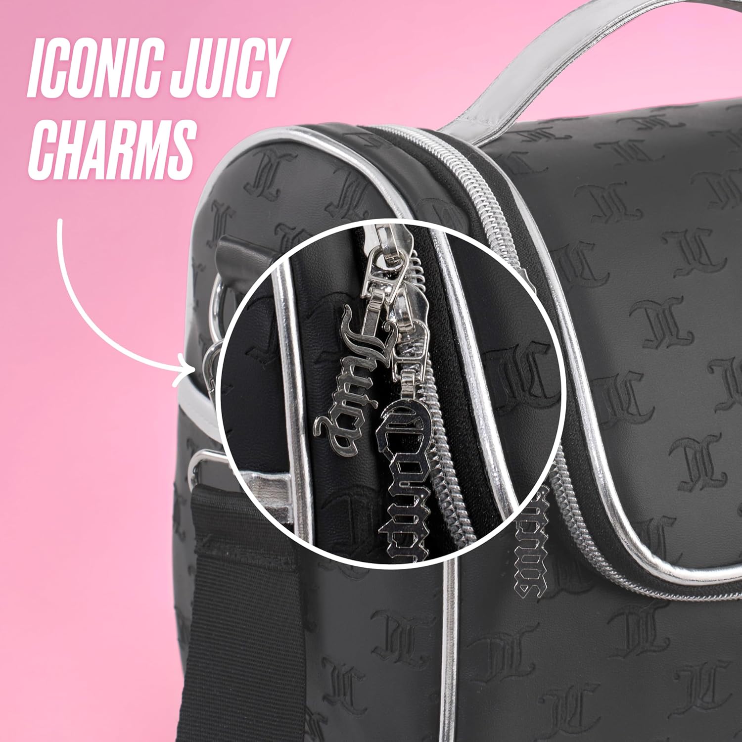 Juicy Couture Insulated Lunch Bag – Stylish Cooler Tote with Adjustable Crossbody Strap, Debossed Logo, Black – Women's Lunch Box Bag for Work, School, Travel - Image 6