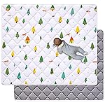 Odorless Premium Foam Baby Play Mat 47 x 47, Soft Microfiber Fabric Crawling Mat for Floor- Comfortable and Hypoallergenic, Non-Slip Cushioned Floor Playpen mat for Infants,Babies,Toddlers, Forests