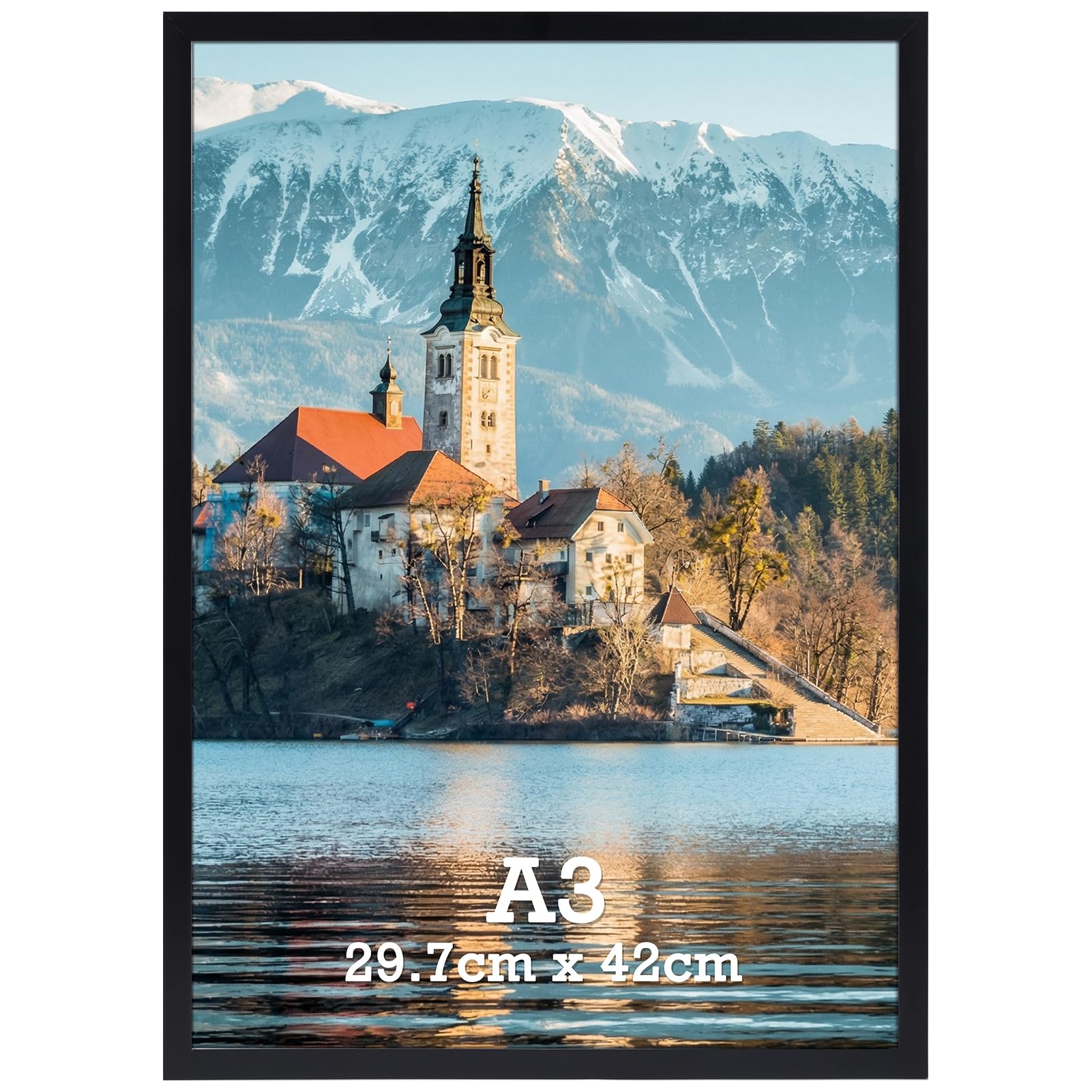 Vasemouh A3 Picture Frame Black, Single A3 Photo Frame Horizontal or Vertical Wall Mounting 29.7x42CM Frame