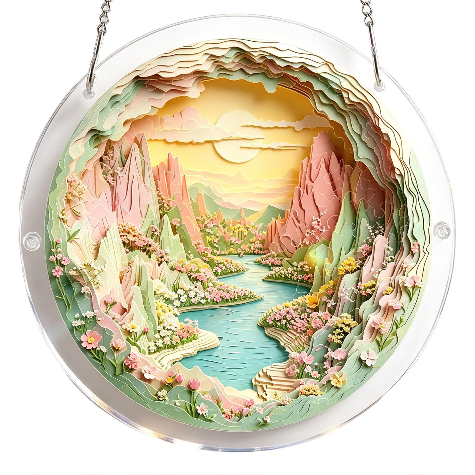 Sun Acrylic Catcher Puzzles, Tree of Radiant Glass Puzzle, Sun Acrylic Catcher Puzzles for Doors Garden, Mother's Day Christmas Birthday Gifts for Women Men (Color-Q)