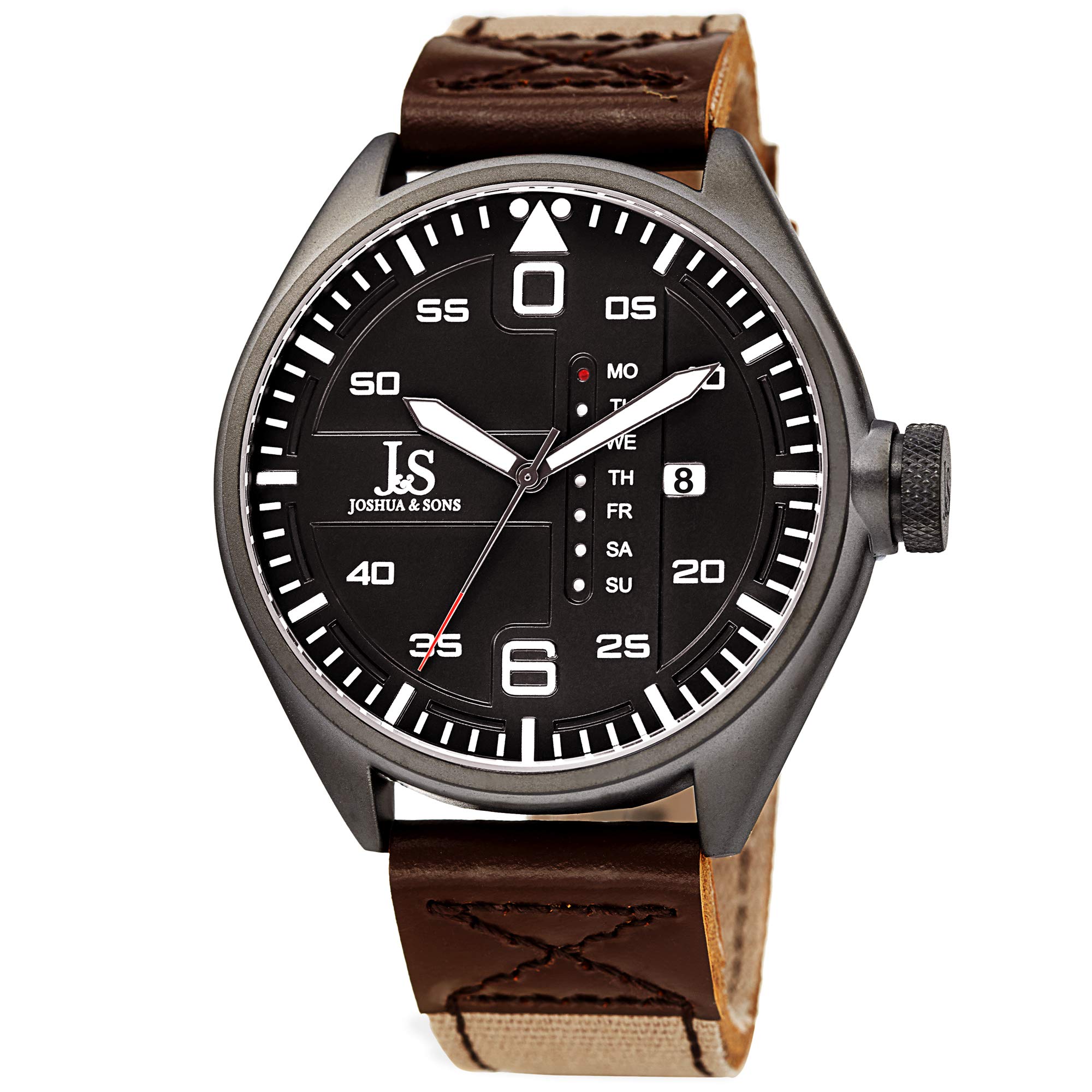 Joshua & SonsMen's Quartz Watch, Analog Display And Leather Strap Jx145Br