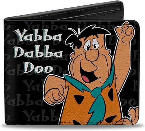 Buckle-Down Billetera plegable PU para hombre-Fred Yabba Dabba DOO Pose2 NegroGris, Multicolor, 4.0" x 3.5", Varios colores, Buckle-down Cartera Pu