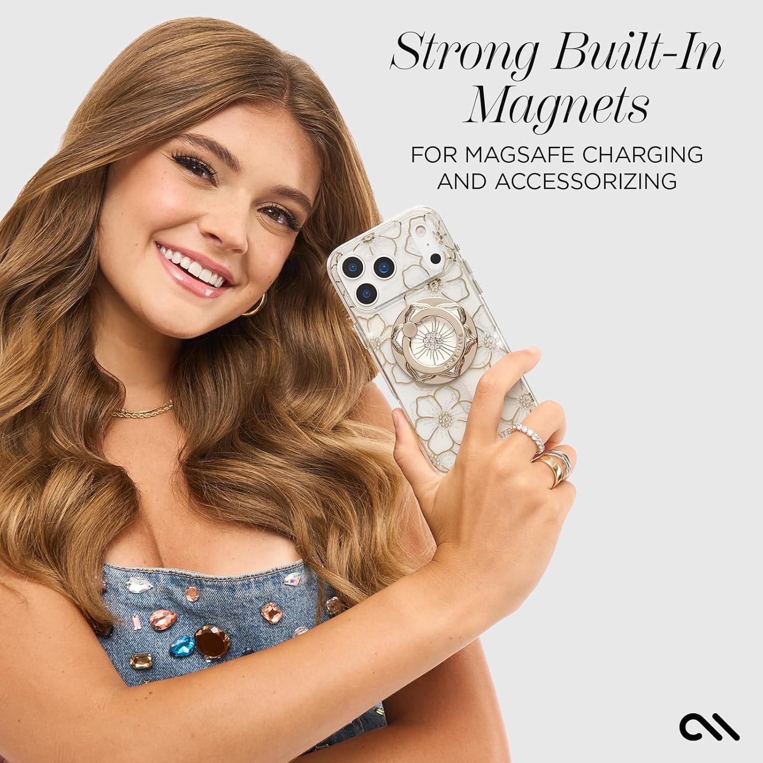 Case-Mate iPhone 17 Pro Max Case [Compatible with MagSafe] - Sparkly Floral Phone Case with 12ft Drop Protection - Premium Magnetic Cover for iPhone 17 Pro Max - Floral Gems - Image 4