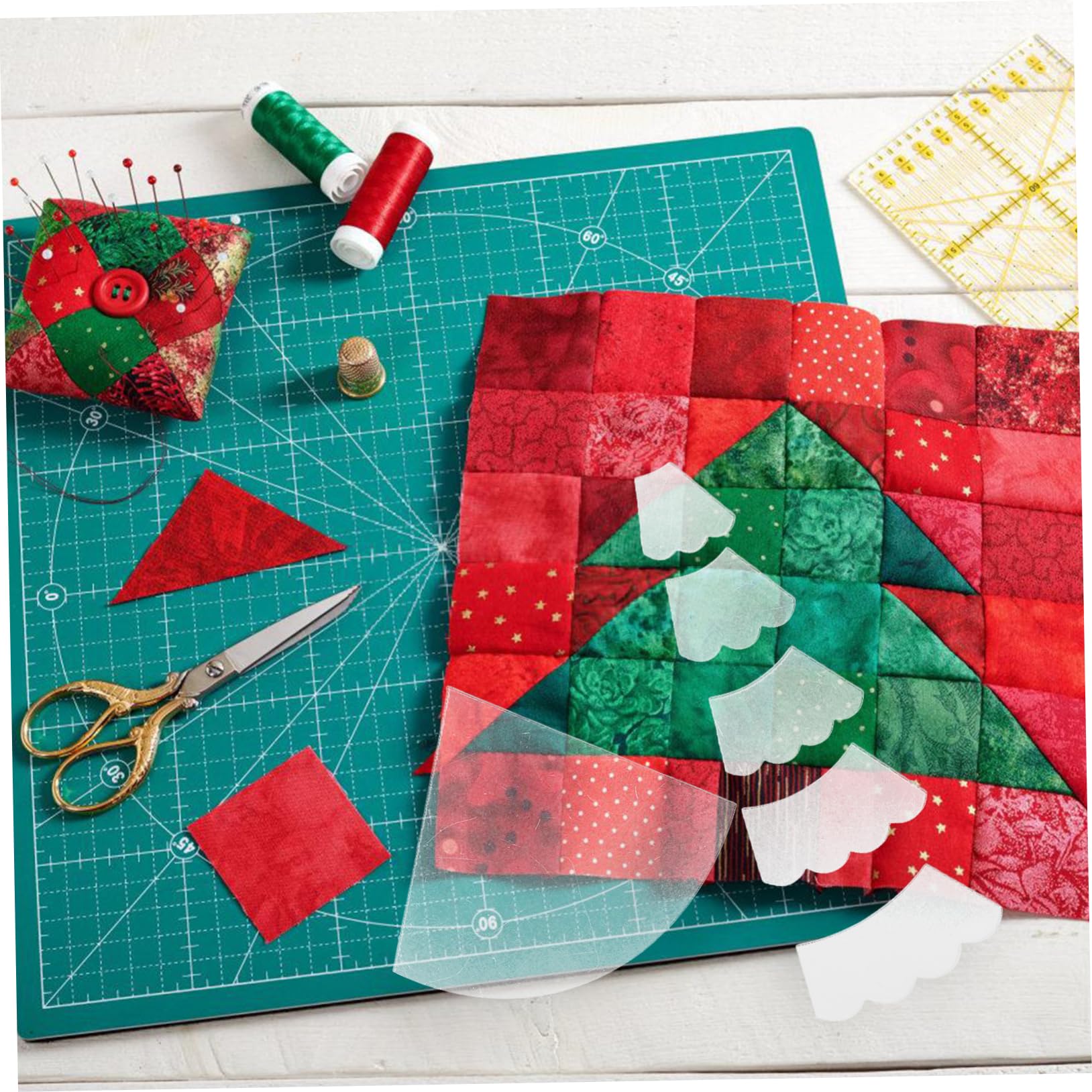 Operitacx 5 Juegos Plantilla de Costura de Árbol de Navidad de Juego de Herramienta de Acolchado de Pet Molde para Manualidades de Navidad Accesorios de Costura Diy