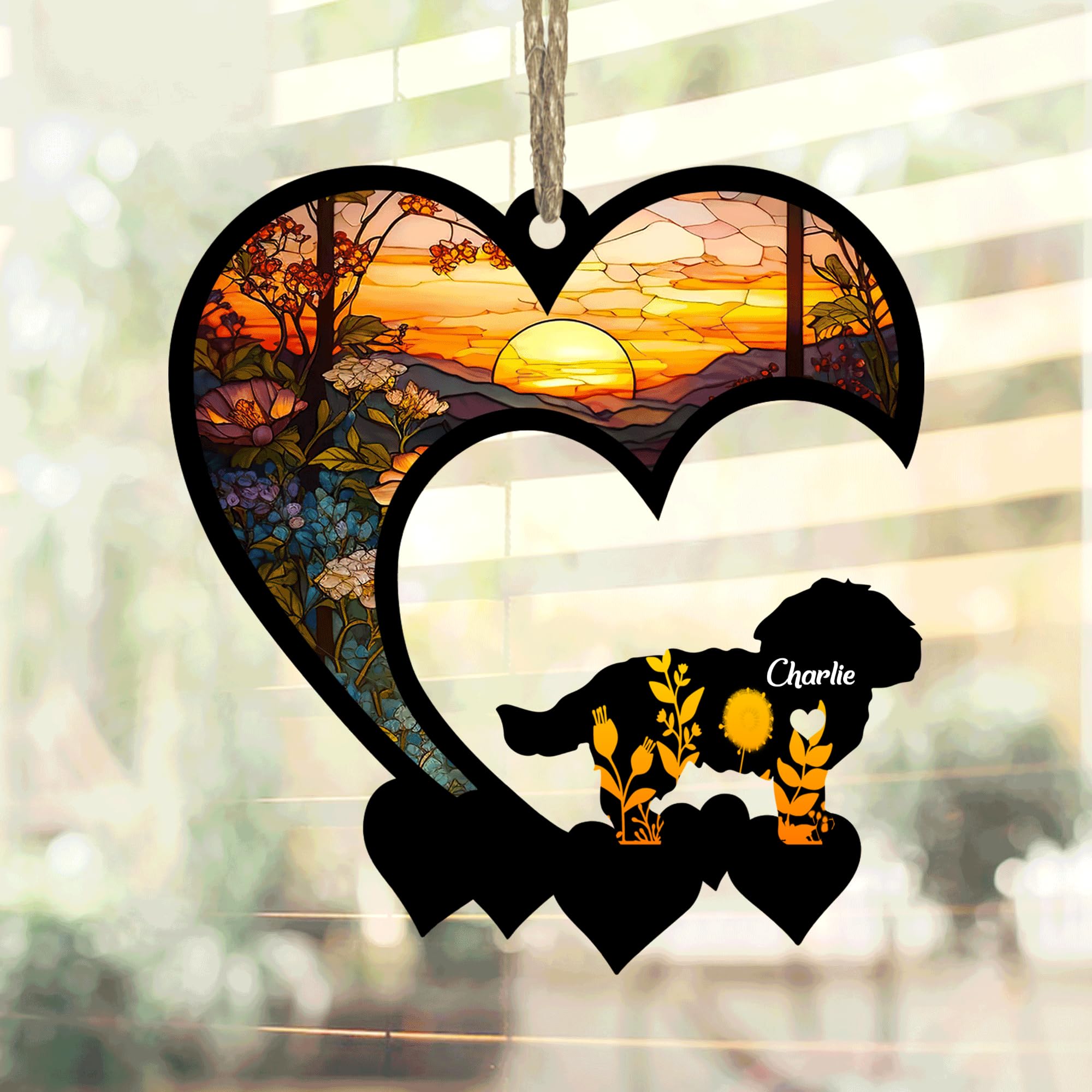 Lovely POD Maltese Suncatcher, Personalized Maltese Memorial with Name, Maltese Loss Suncatcher, Dog Remembrance Gift, Dog Memorial Ornament, Loss of Dog Sympathy Gift