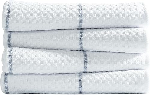 Miniatura 2 de POLYTE Paño de pulido fino de microfibra profesional para copas de vino (16 x 28 pulgadas, paquete de 4, blanco con rayas grises)