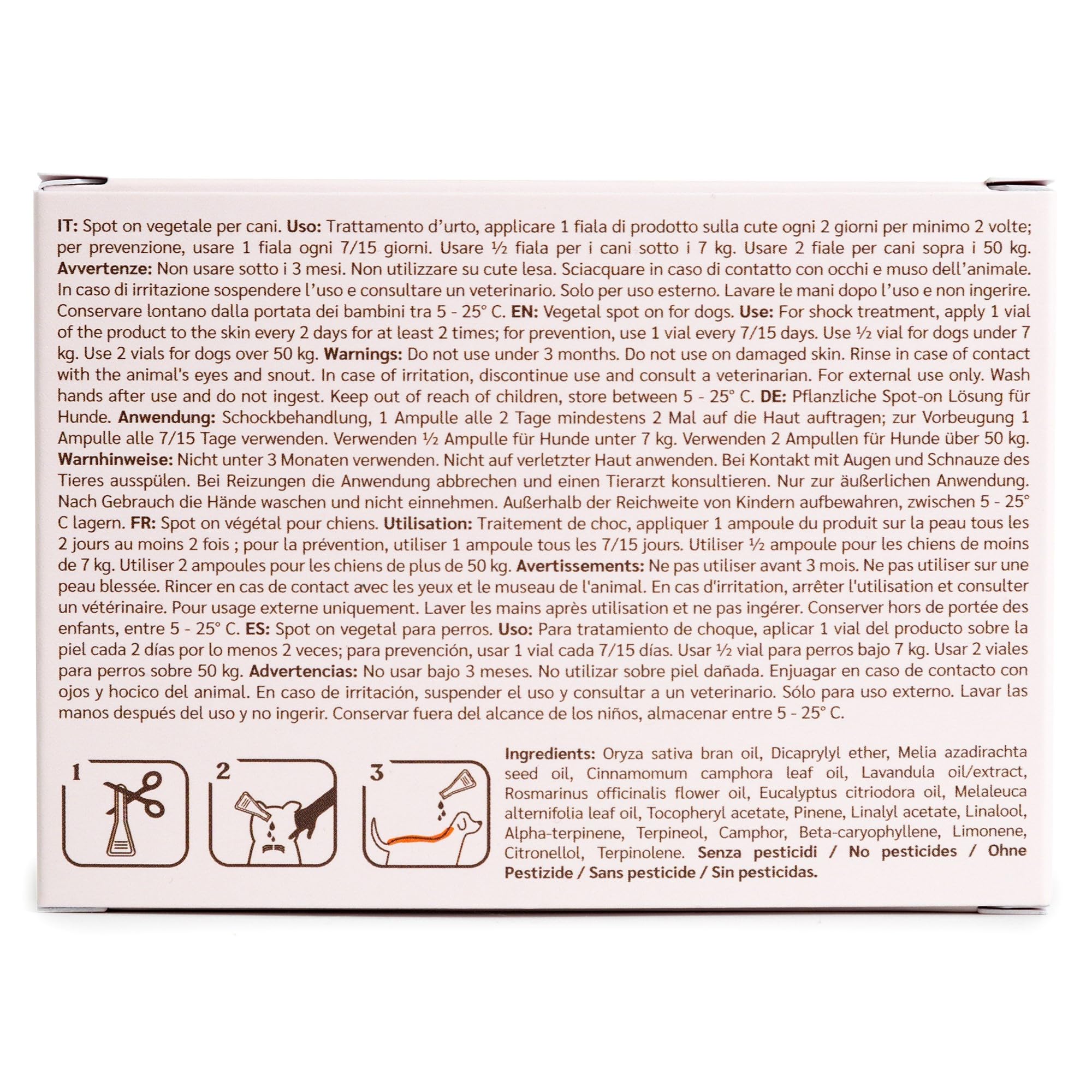 amusi Fiale Protettive Olio di Neem per Cani- 12 Fiale da 1 ml - Anti Insetti Antipulci per cani - Pipette antiparassitario cani naturale - Lunga Durata e Protezione Naturale Effetto Scudo