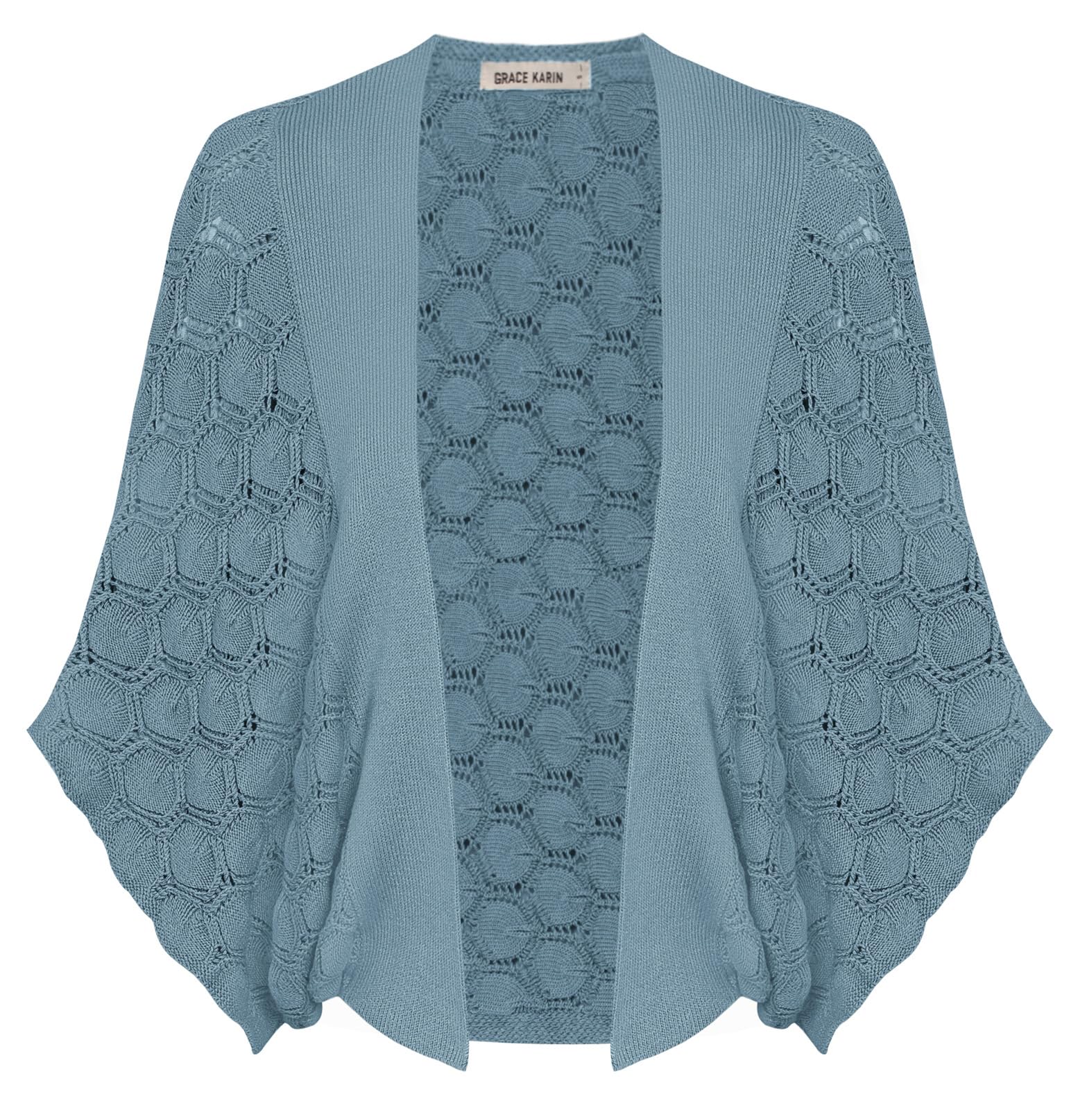 GRACE KARIN Cardigan da Donna Leggero Aperto sul Davanti Orlo Curvo Scialle Traforato Cardigan Aperto sul Davanti