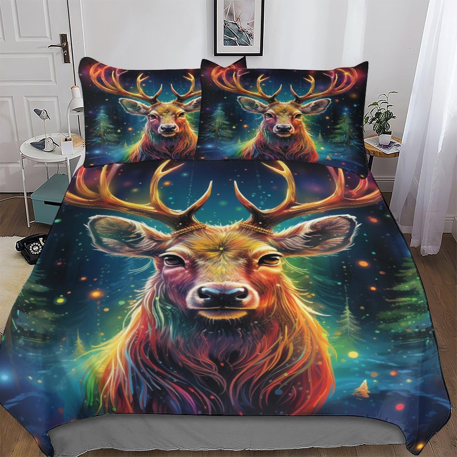 Housse de couette cerf hypoallergénique avec fermeture éclair 135x200cm