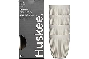 Huskee Reusable Coffee Cup, 4-Pack (8oz, Natural)