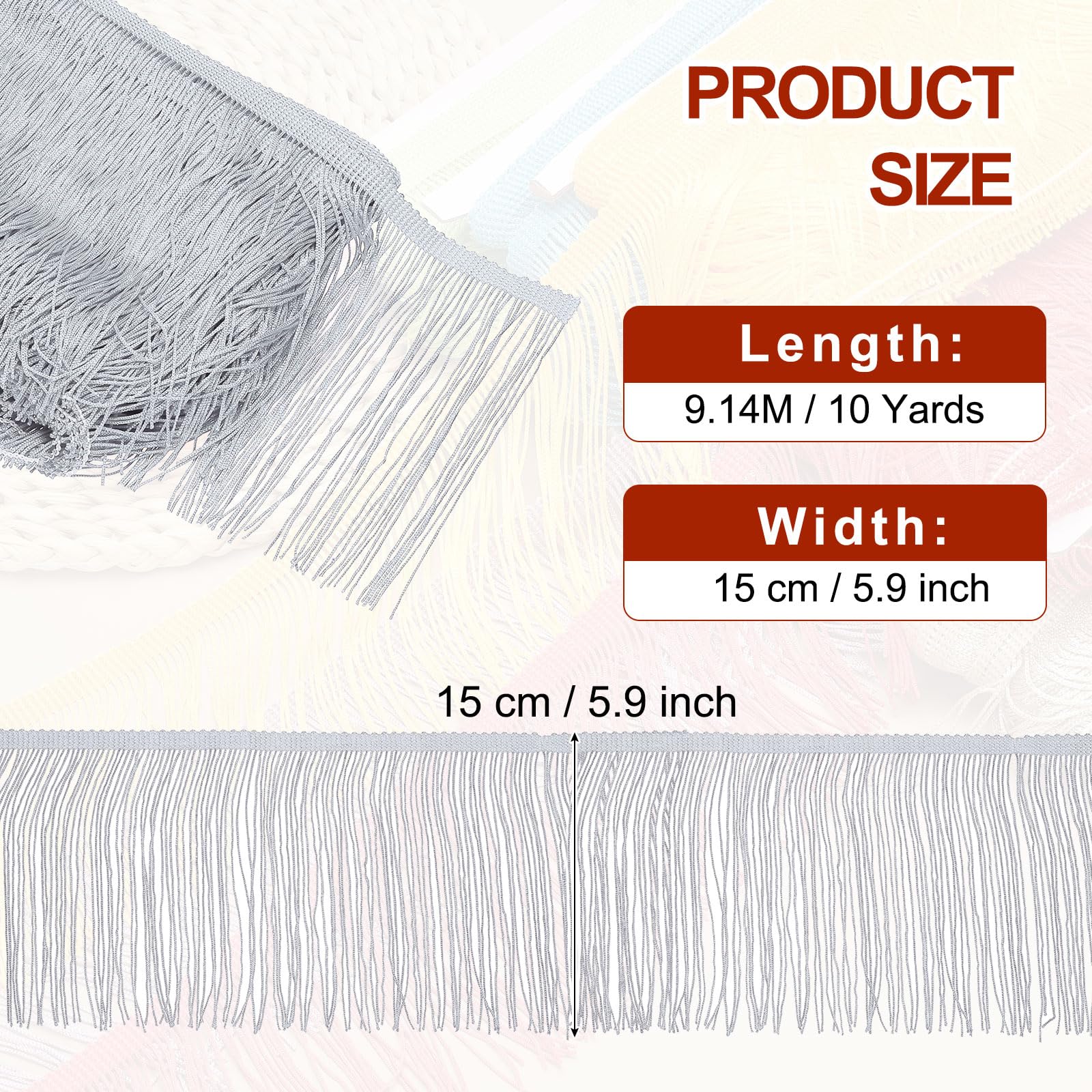 PATIKIL Gray Fringe Trim - Image 2