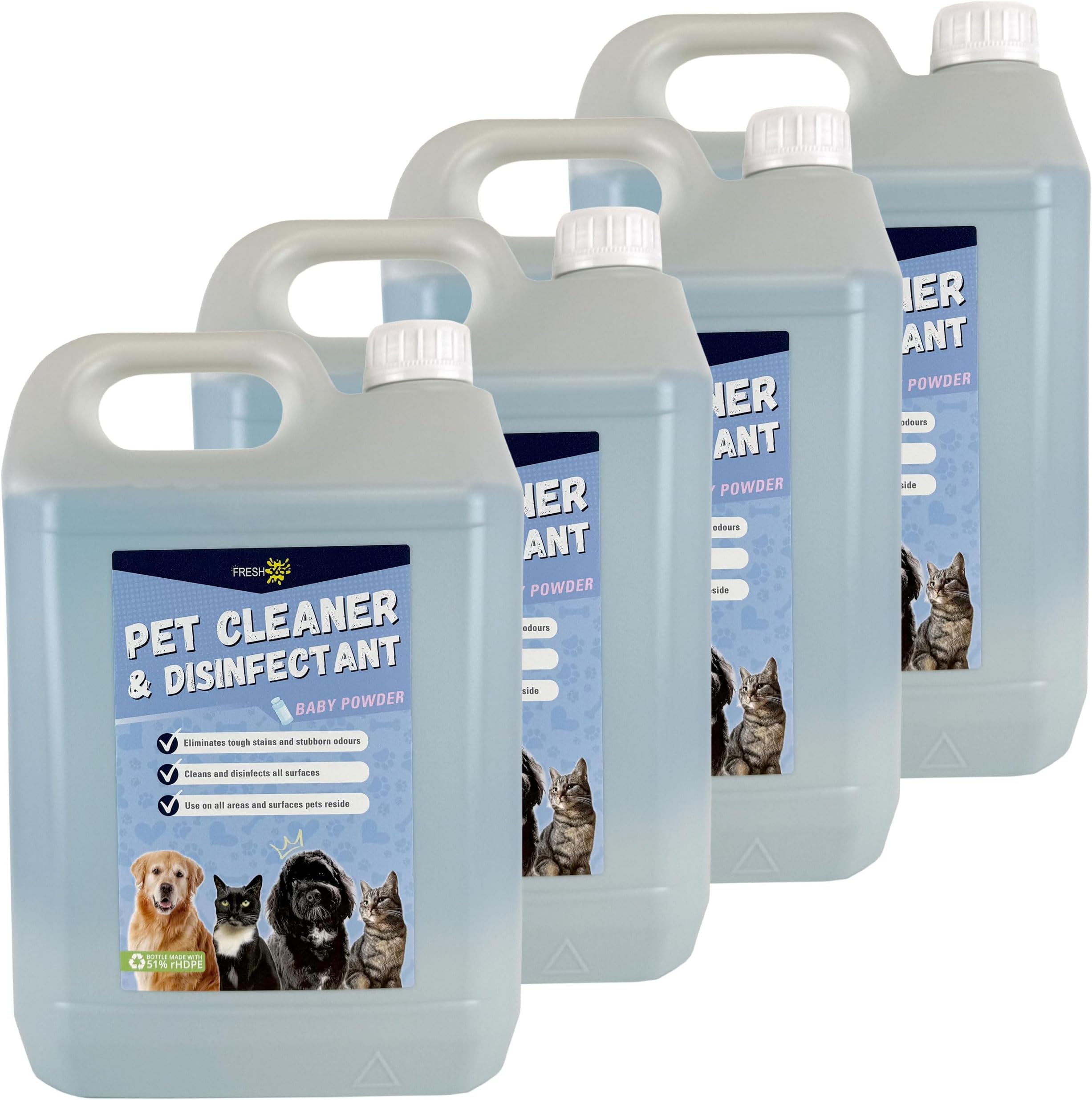 PETDIS03 Baby Powder Fragrance Zwinger Cleaner Disinfectant and Deodoriser 5 Litre - 4 Bottles