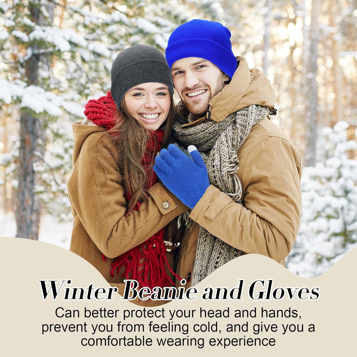 Suhine Bulk Winter Hats and Gloves Set Warm Beanie Gloves Pack Homeless Supplies for Cold Weather Charity - Image 3