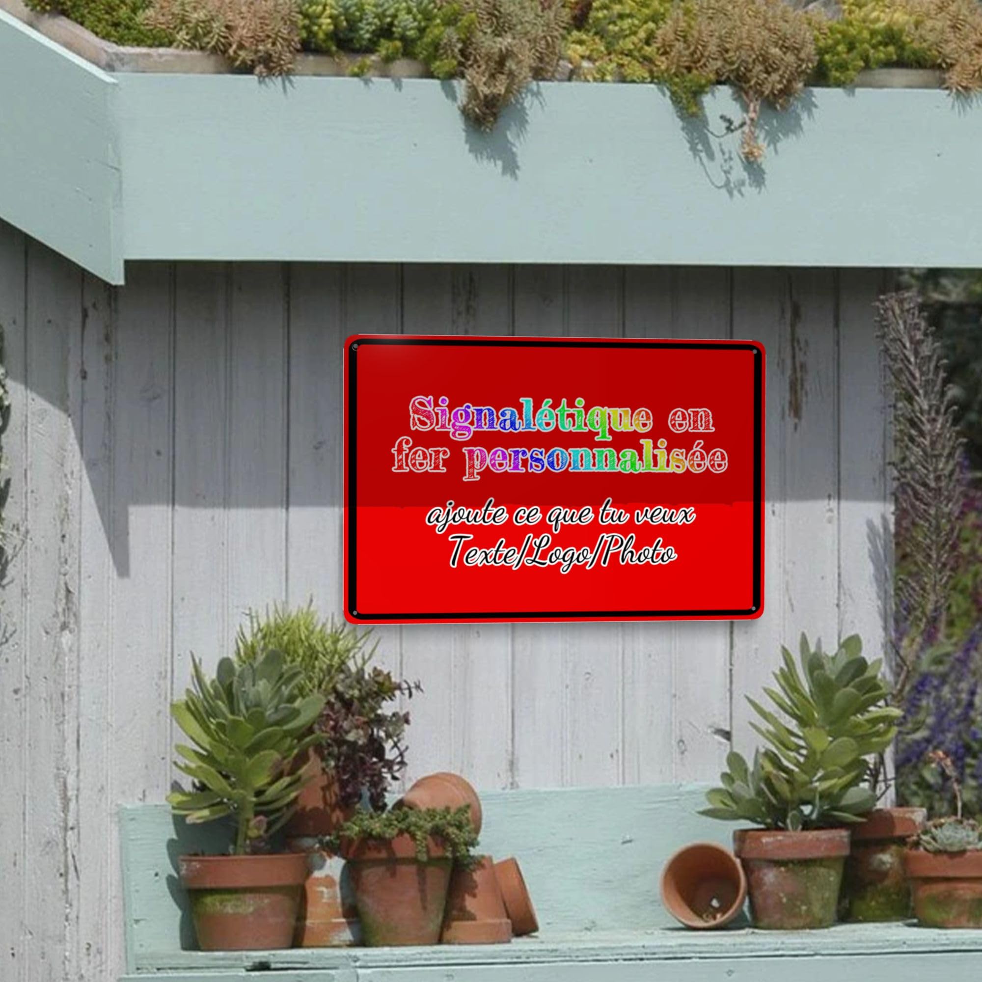 LSDINDF Enseigne en Métal Personnalisée - Plaque de Jardin, de Stationnement et Décorative - Téléchargez des Images ou du Texte