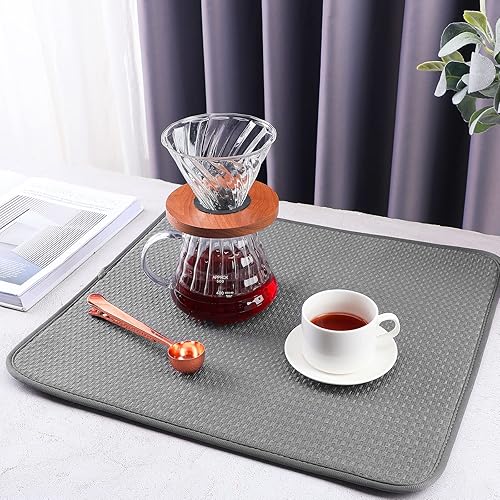 Miniatura 7 de 6 Pcs Microfiber Dish Drying Mat for Kitchen Countertop Absorbent Dish Drying Pad, 16 x 18 Inch, Dishes Drainer for Kitchen Counter, Reversible