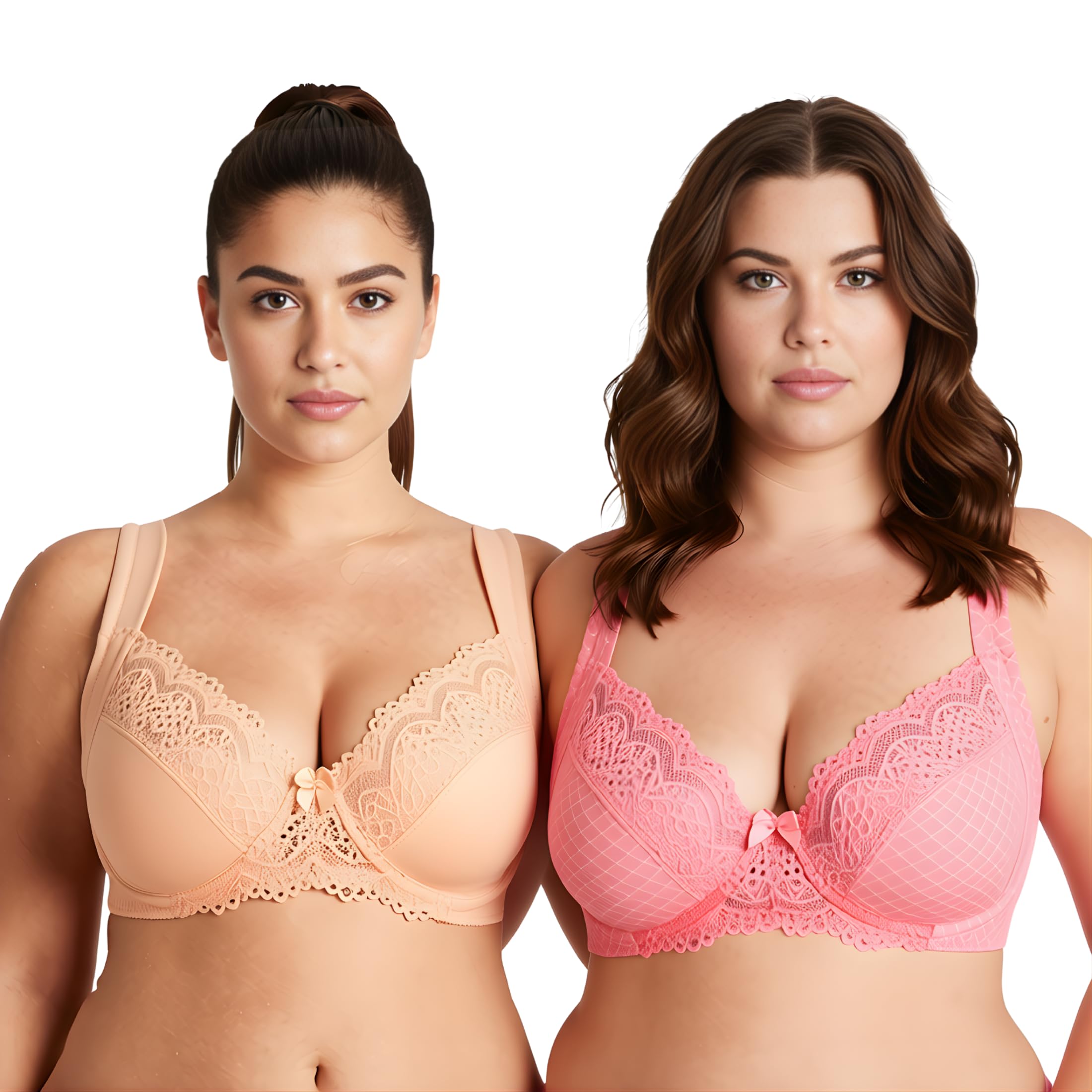 Curve Muse Reggiseno con Ferretto Sfoderato con Spallacci Imbottiti-x2 | Spalline Imbottite, Stampato, Balconcino, Effetto Lifting, Floreale, T-shirt
